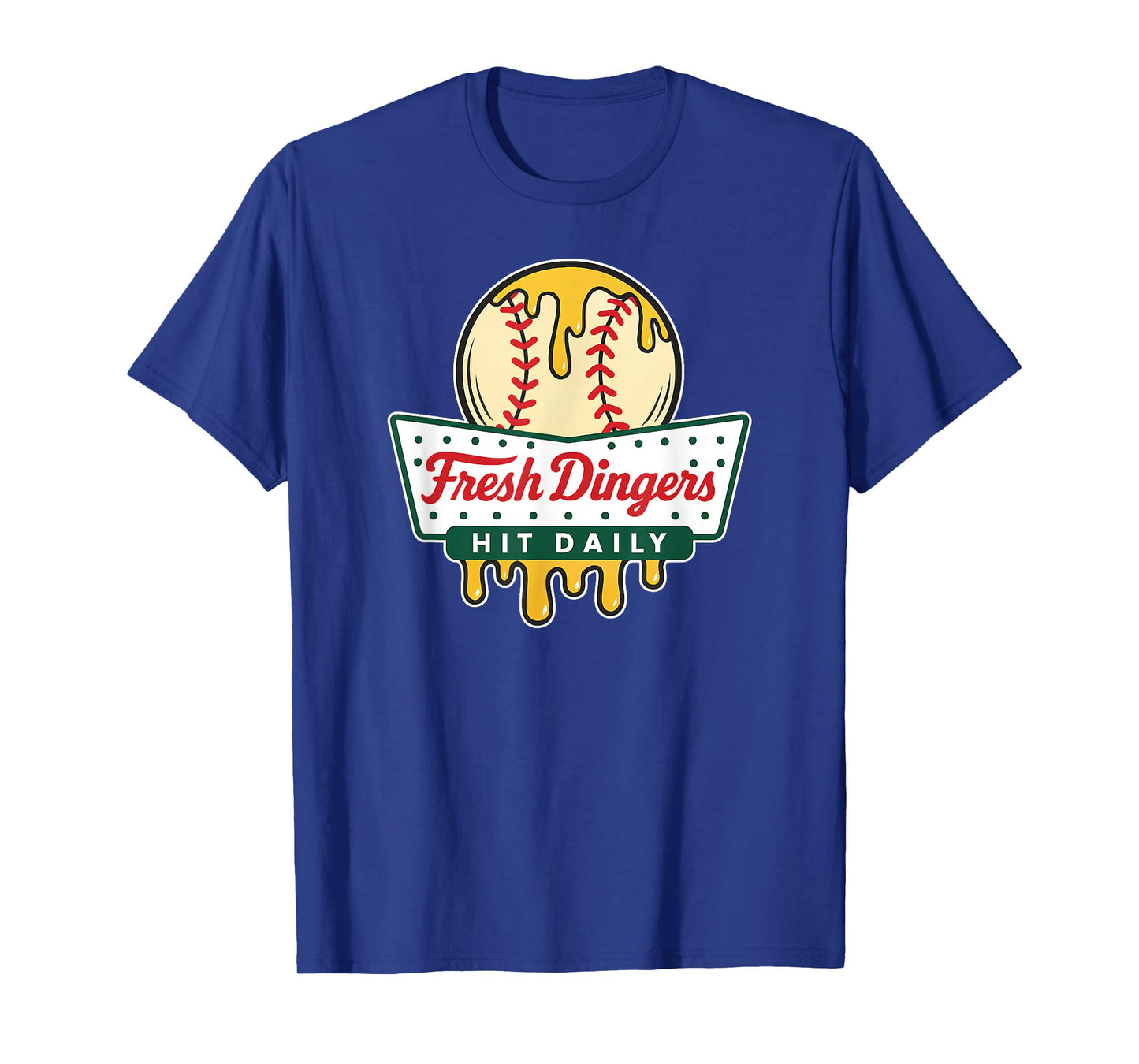 Baseball Fresh Dingers Funny Logo Ball Dripping Player Fav T-Shirt