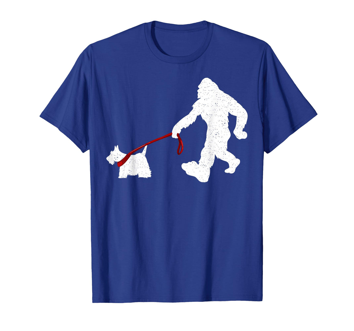 Funny Bigfoot Walking With Scottish Terrier Dog Gifts T-Shirt