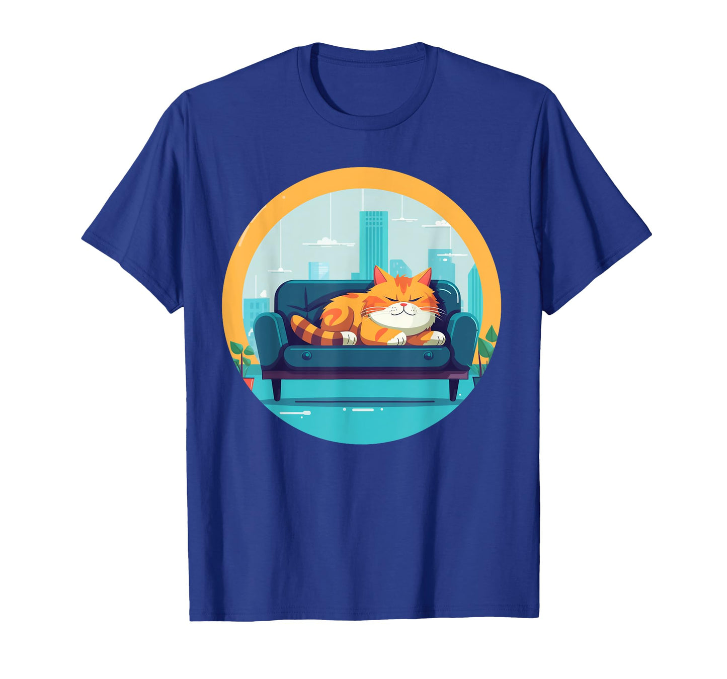 Funny sleepy cat on sofa for cats boys and girls T-Shirt