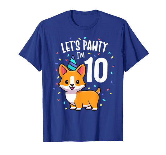 10 Years Old Corgi Dog Lover 10th Birthday Party Outfit Kid T-Shirt
