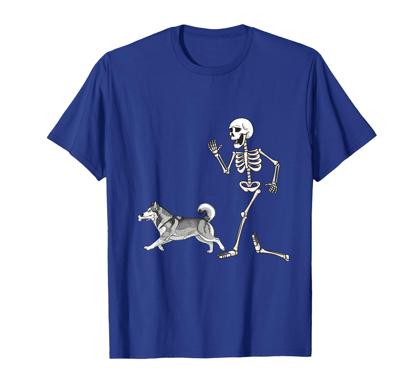 Funny Halloween Alaskan Malamute and Skeleton T-Shirt