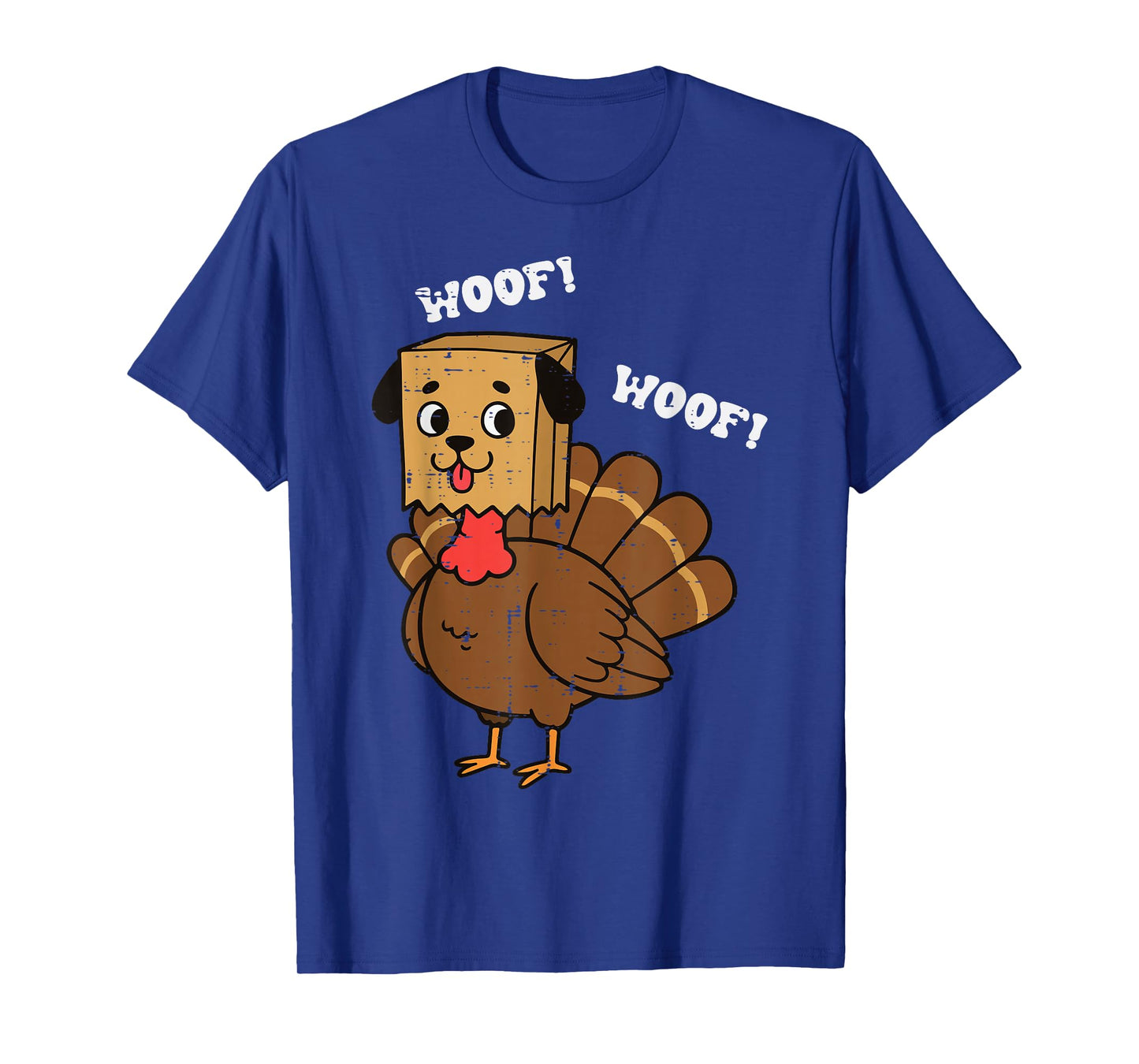 Thanksgiving Turkey Dog Paper Bag Woof Funny Men Women Kids T-Shirt