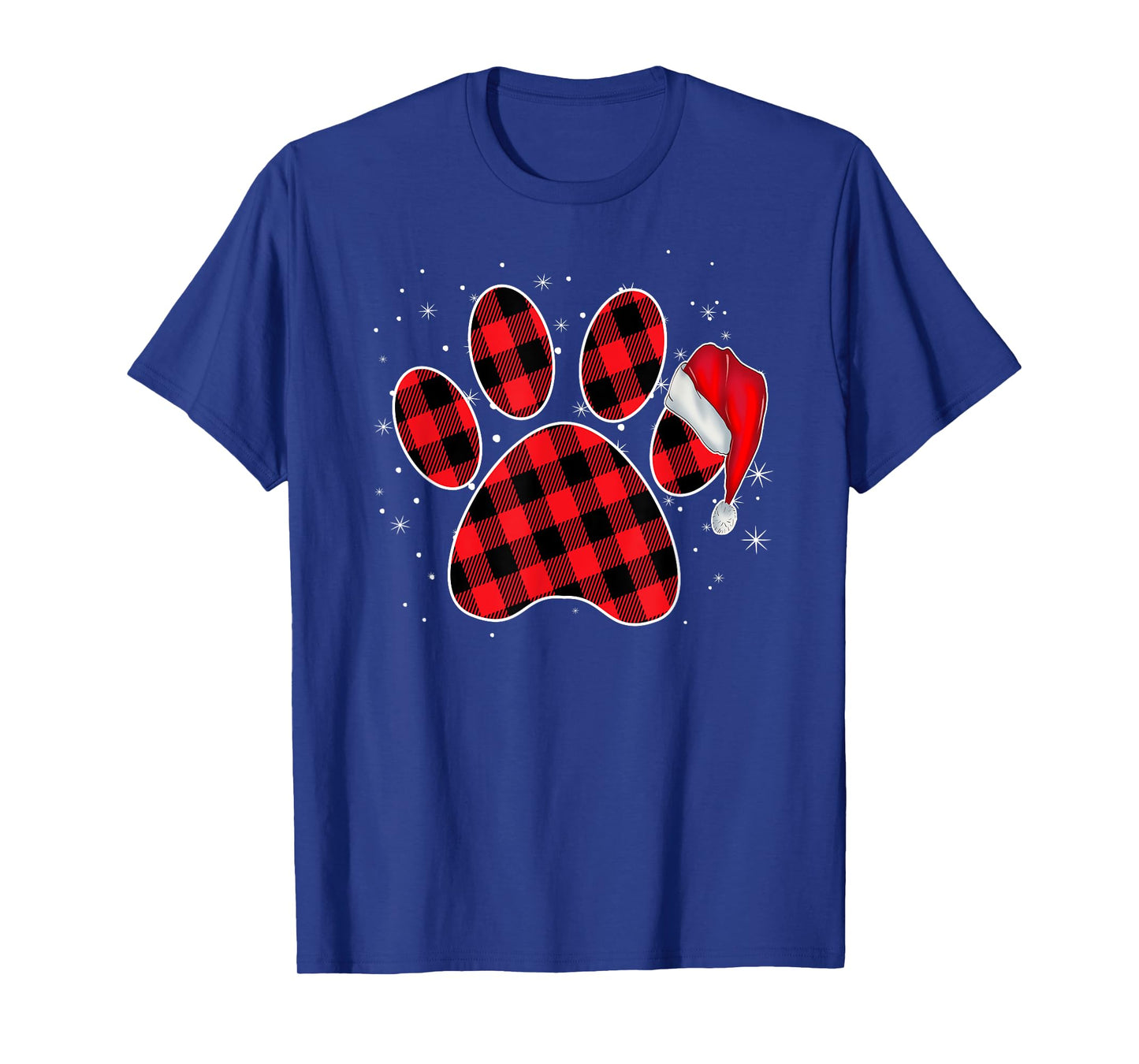 Paw Dog Christmas Funny Dog Santa Hat Xmas Buffalo Plaid Men Women Kids T-Shirt