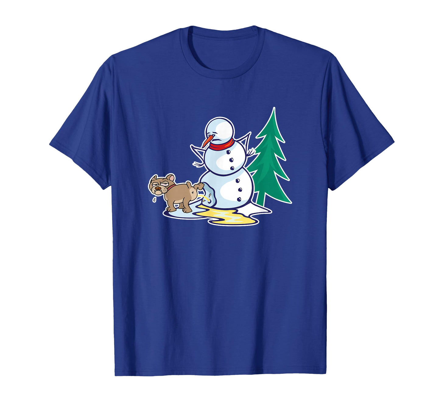Funny Christmas Dog Peeing on Snowman Winter T-Shirt
