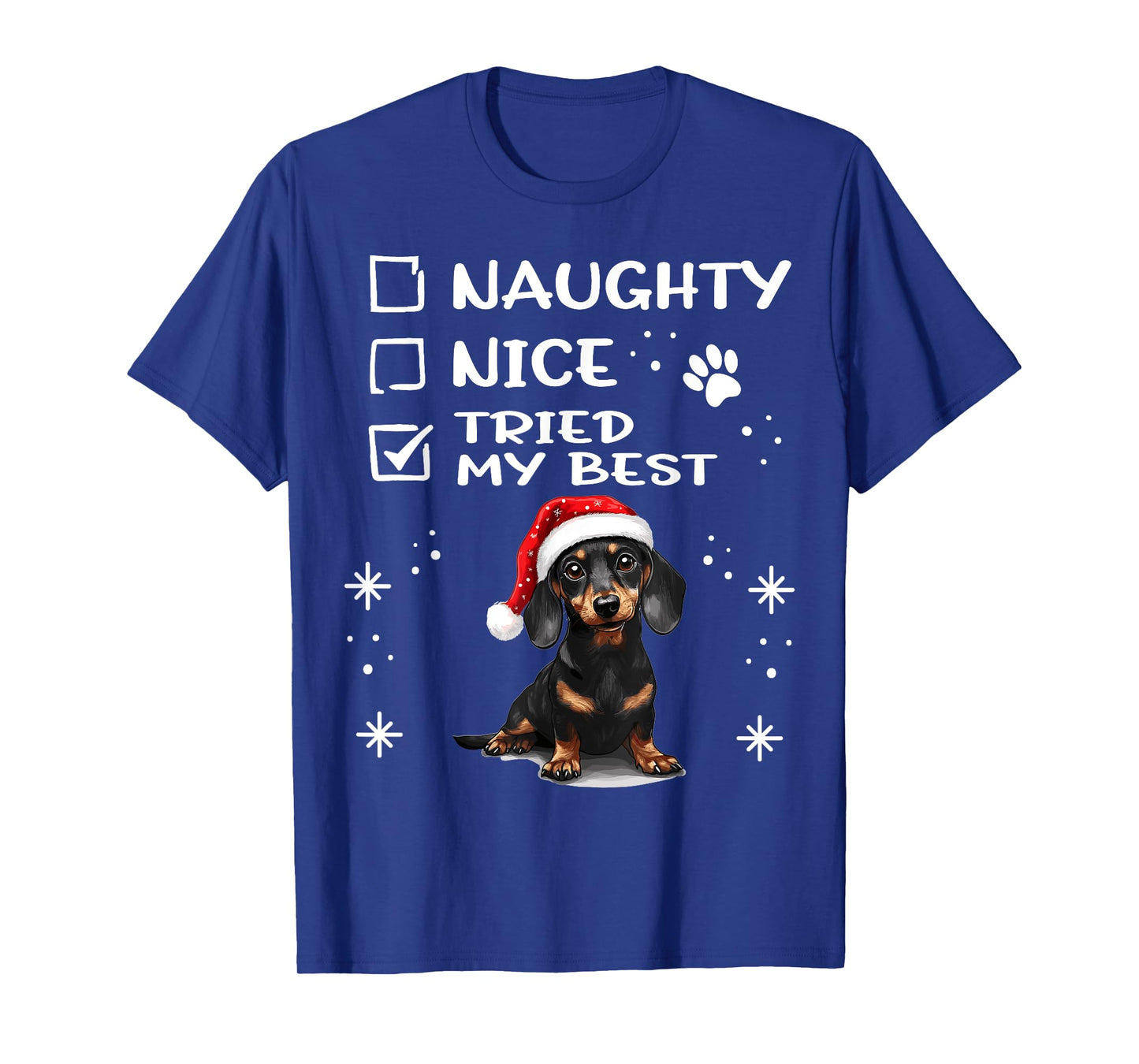 Cute Dachshund Wiener Doxie dog Dog Christmas Naughty Nice T-Shirt