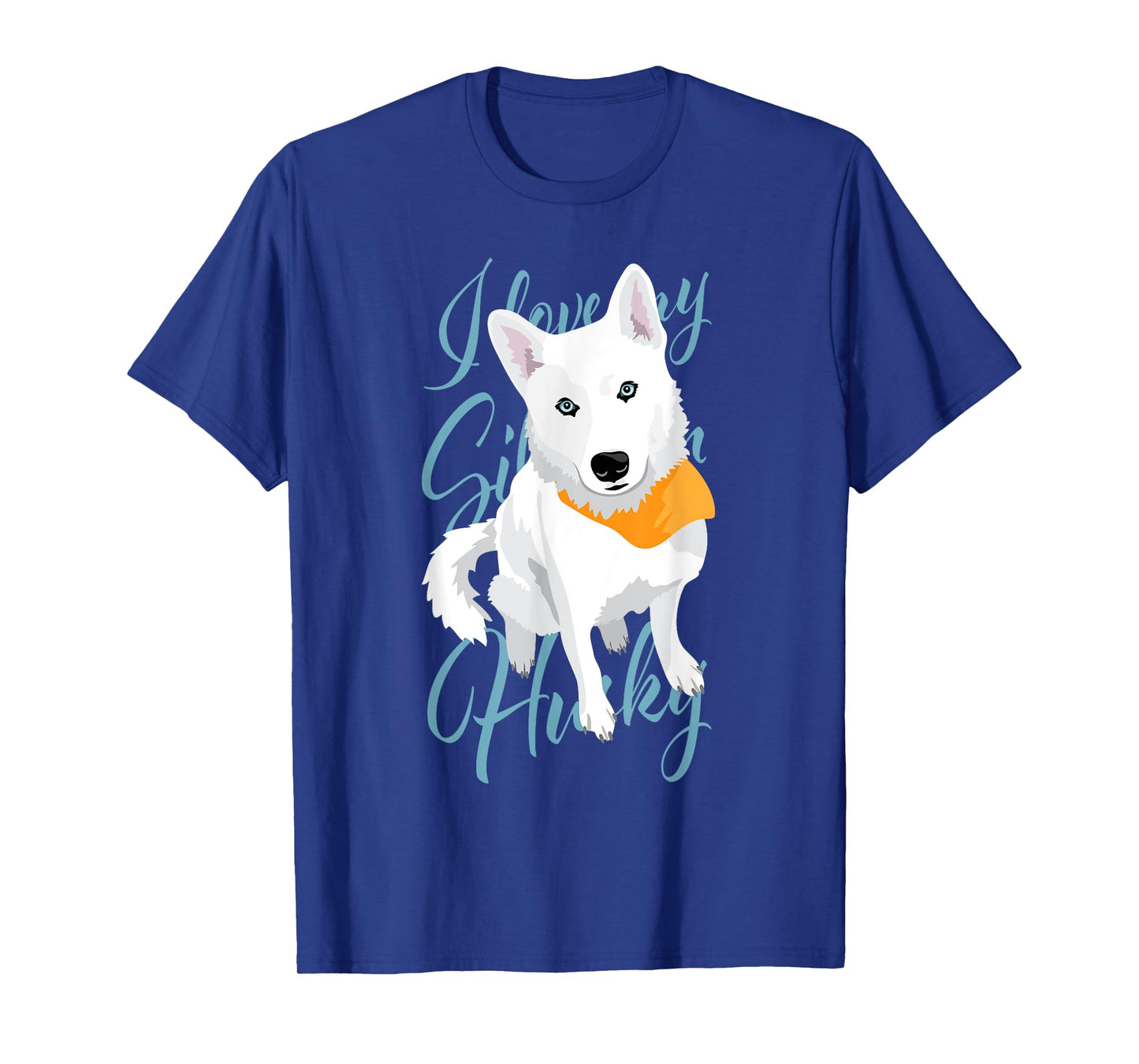 Claras White Husky Tees Unisex Adults Siberian Husky Dog T-Shirt, Black, Short Sleeve, Small