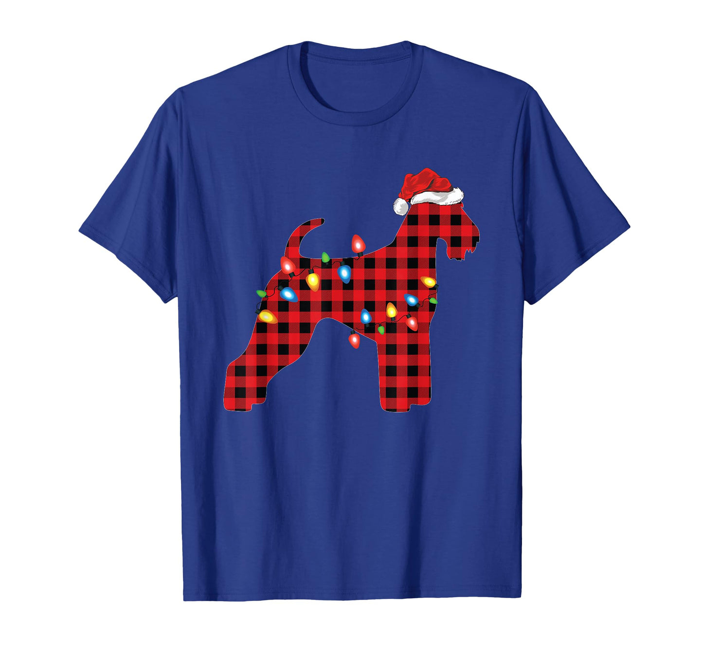 Red Buffalo Plaid Santa Airedale Terrier Christmas Pajama T-Shirt