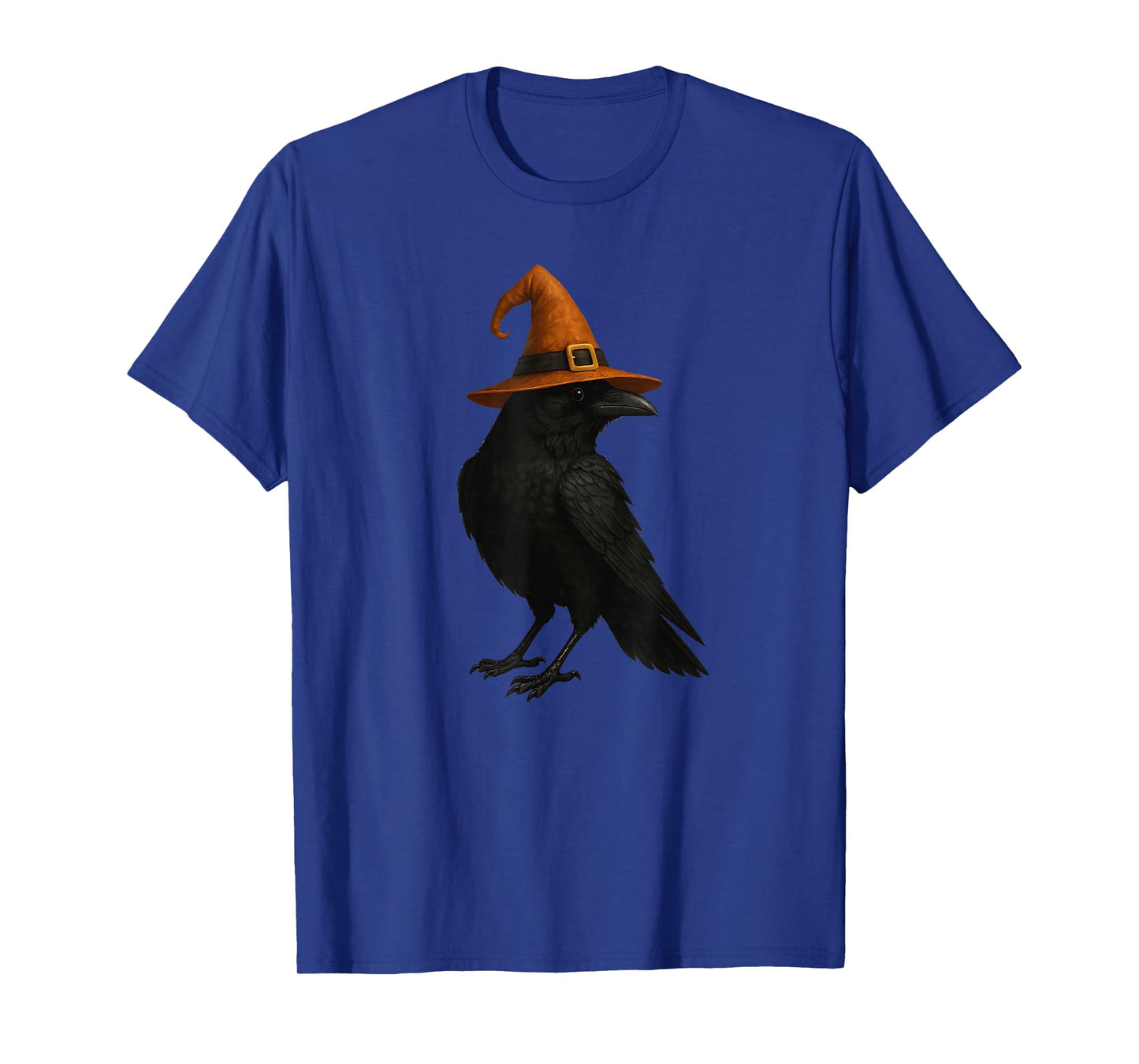 Cute Raven Crow with Witch Hat Spooky Halloween Bird Design T-Shirt
