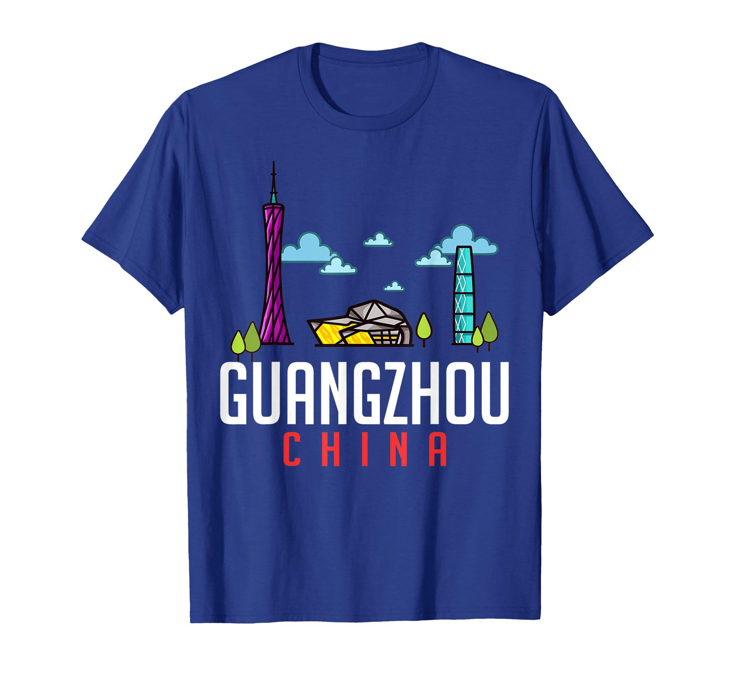 Guangzhou China City Skyline Map Travel T-Shirt