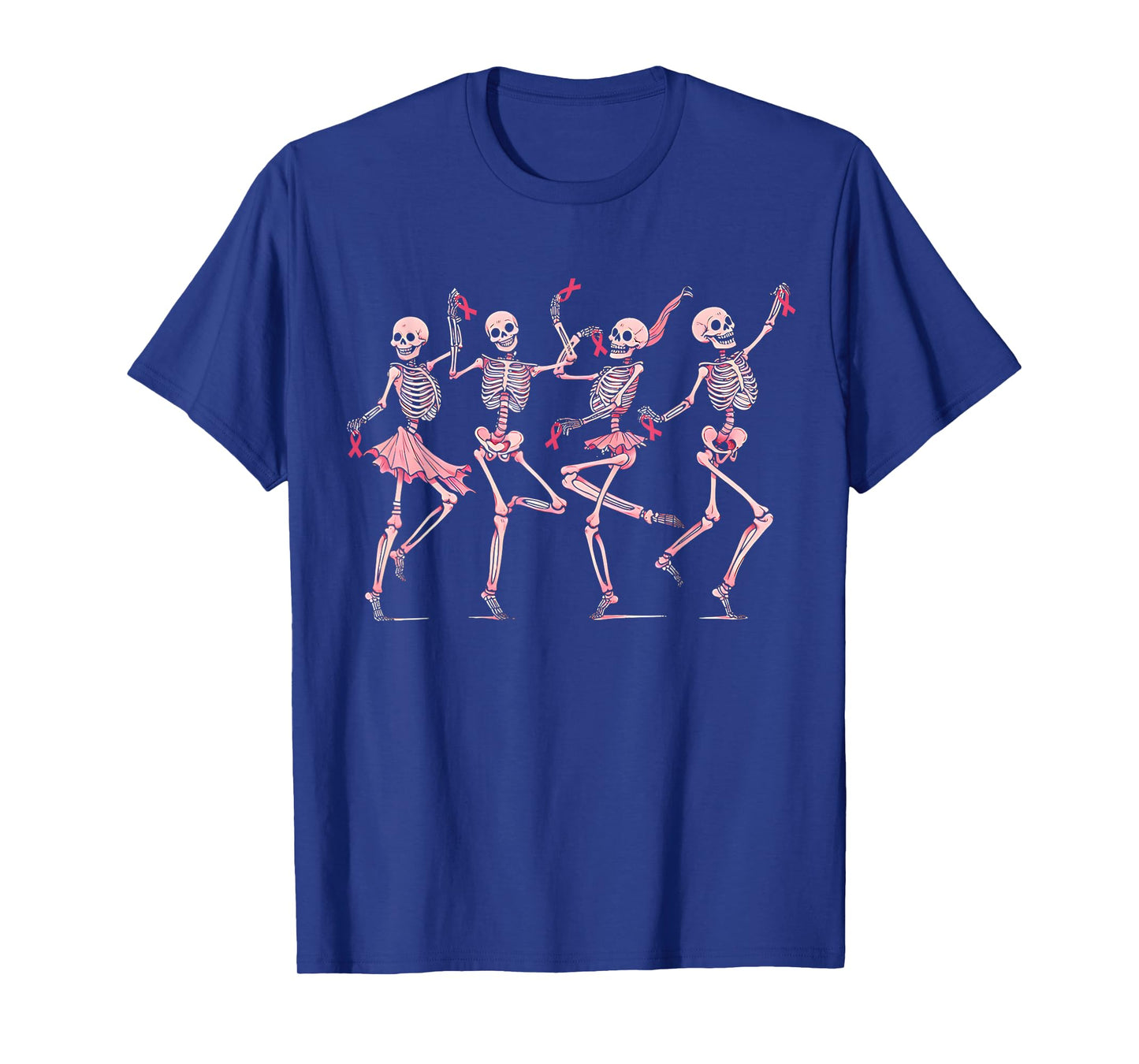 Dancing Skeletons Pink Ribbon Breast Cancer Halloween T-Shirt