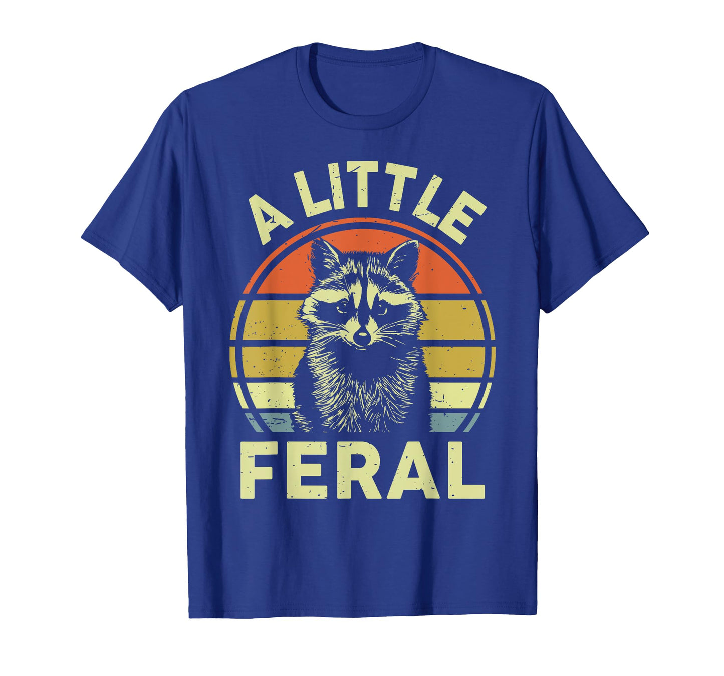 A Little Feral Raccoon Mom Dad Toddler Funny Retro Raccoon-Shirt Unisex-Kids Adults Teens Kids Raccoon Enthusiasts Grey Small Modern Retro Cartoon Graphic-Tee T-Shirt Crew Neck Short Sleeve
