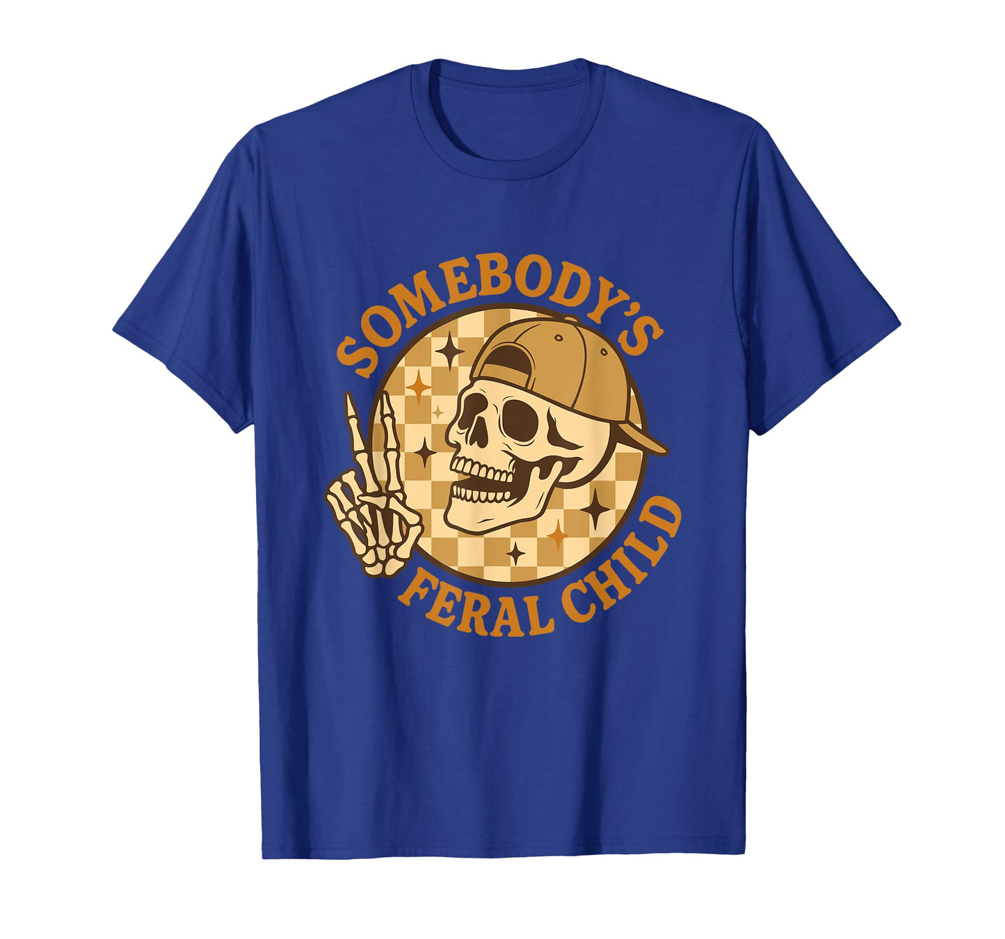 Somebody’s Feral Child Skull Snapback Peace Sign Halloween T-Shirt