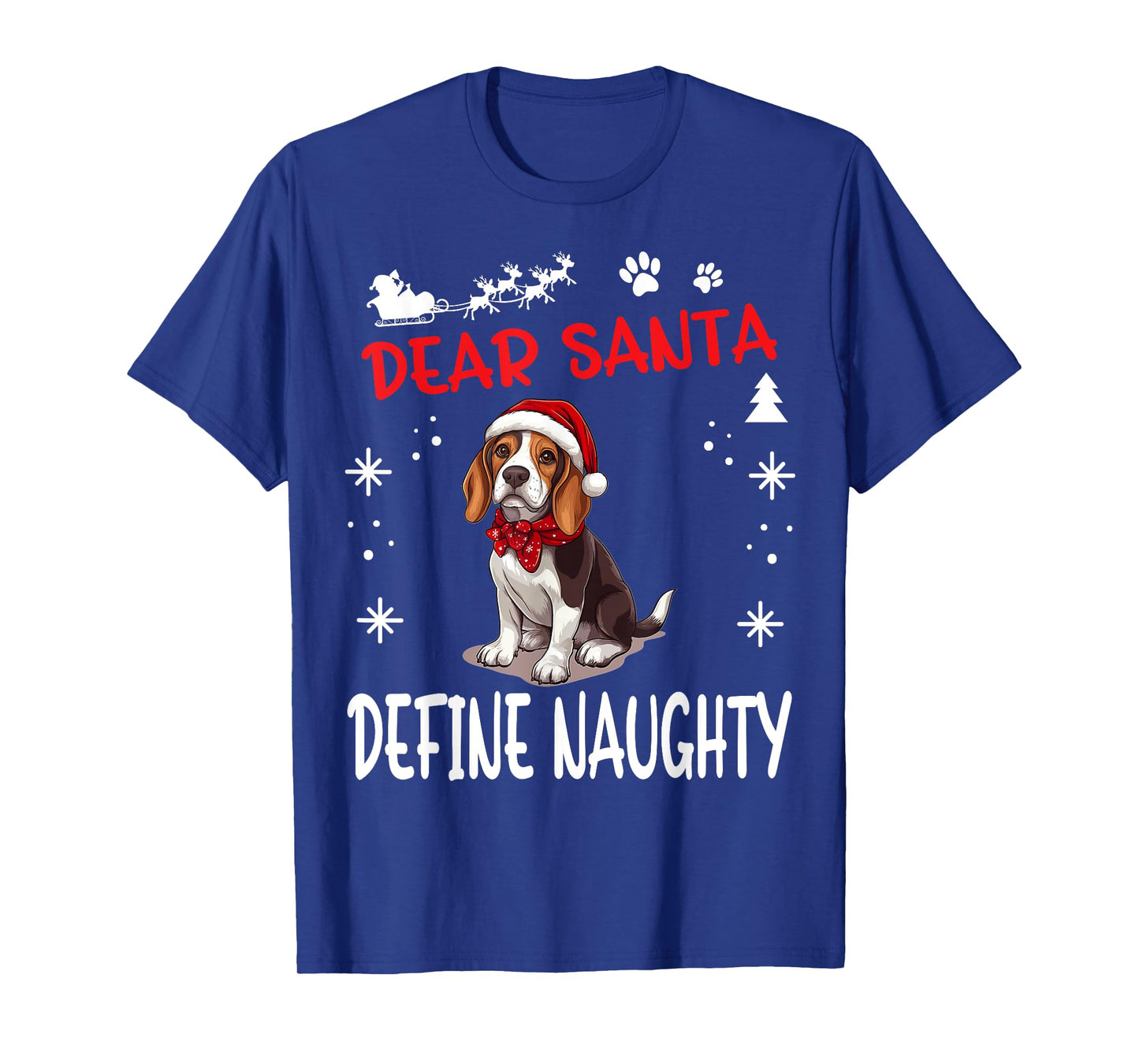 Cute Beagle dog Dog Christmas Dear Santa Define Naughty T-Shirt