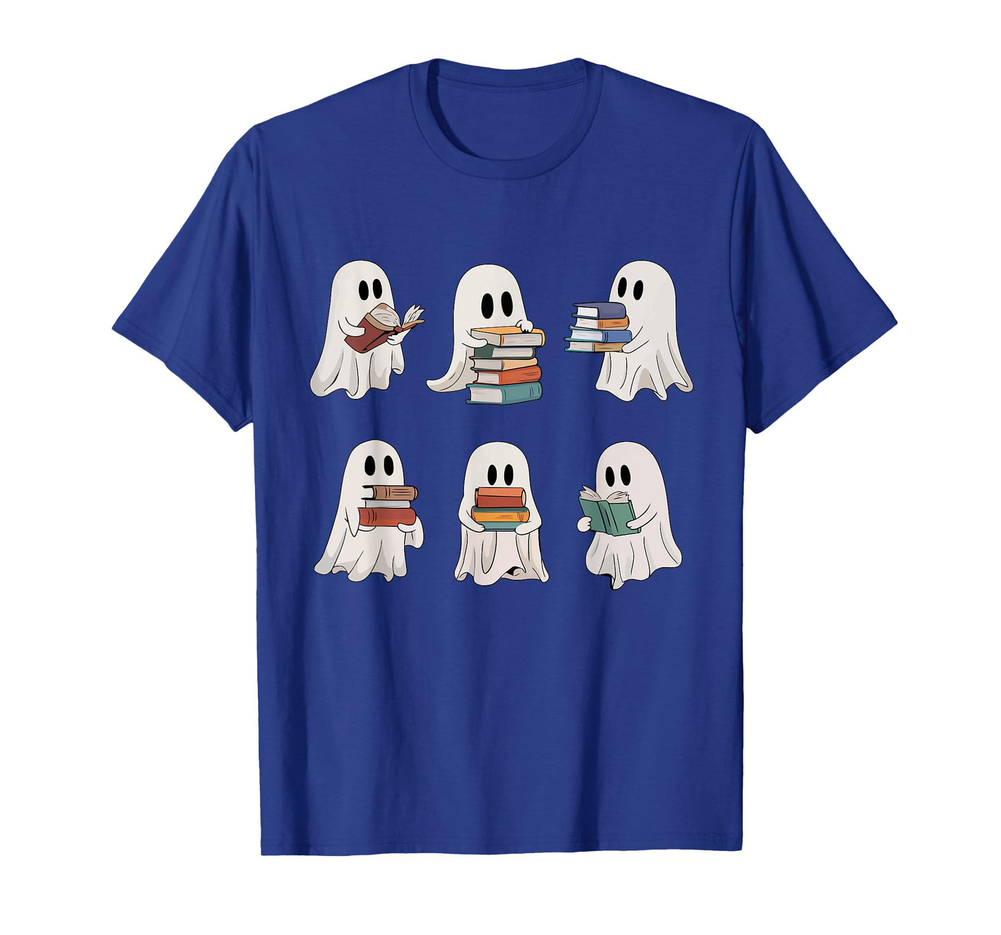Ghost Reading Books Teacher Halloween Librarian Cute Boook T-Shirt