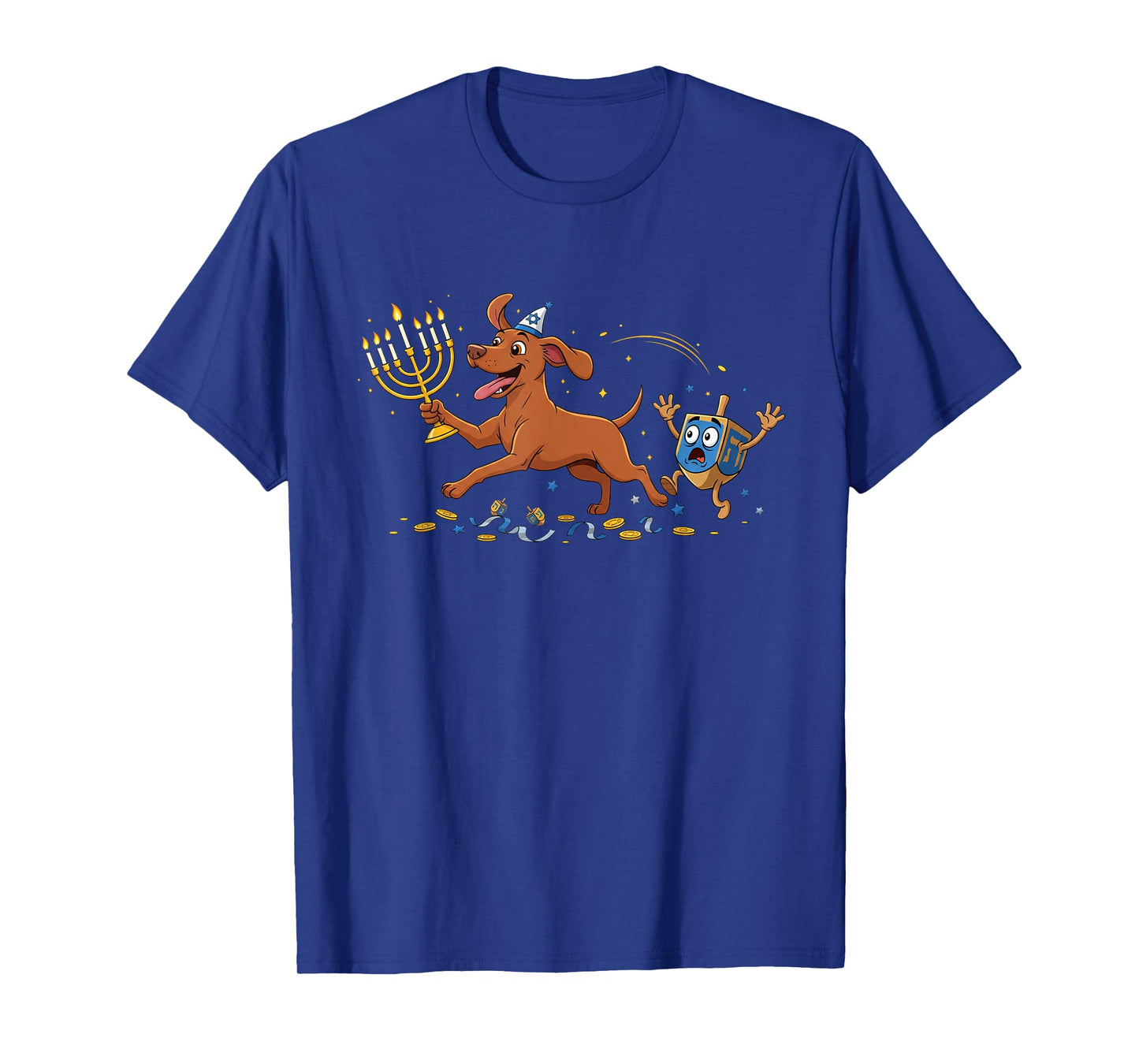 Funny Vizsla Dreidel Menorah Hanukkah Kids Womens Mens T-Shirt