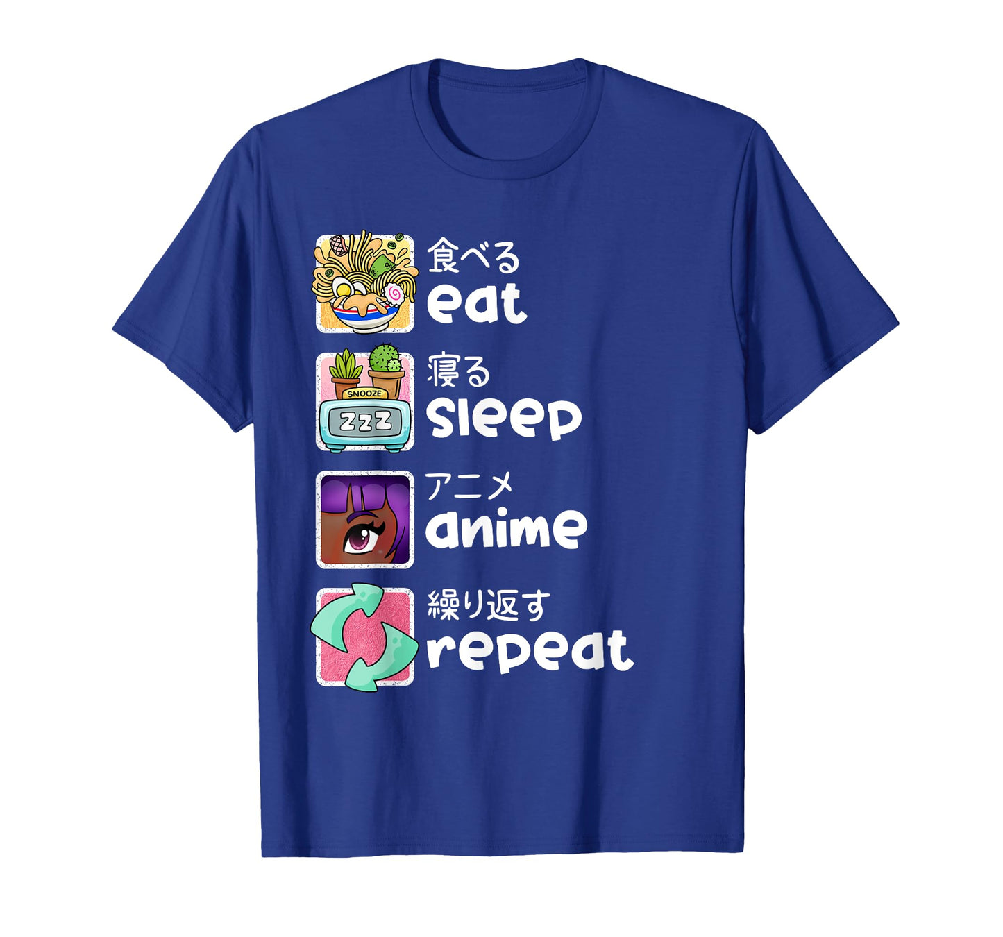 Eat Sleep Anime Repeat Kawaii Otaku Manga Japan Fan Kanji T-Shirt