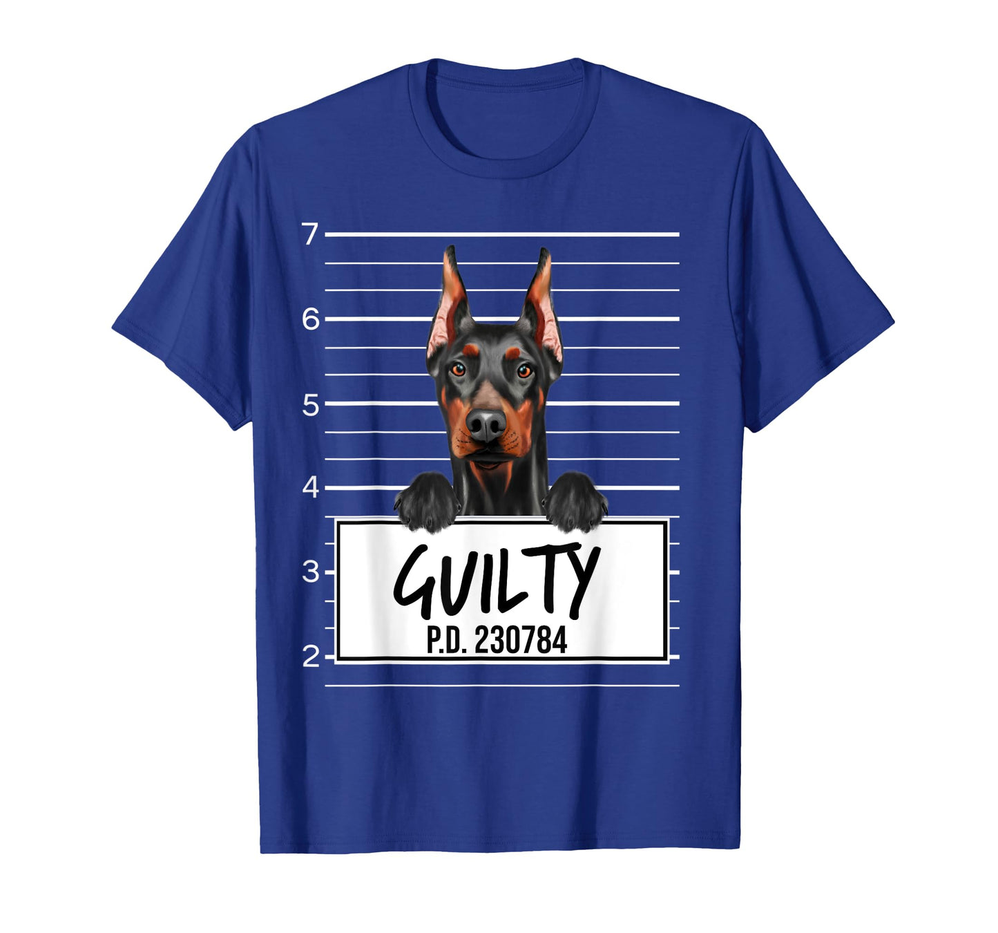 Funny Doberman Pinscher Mugshot Guilty Dog T-Shirt