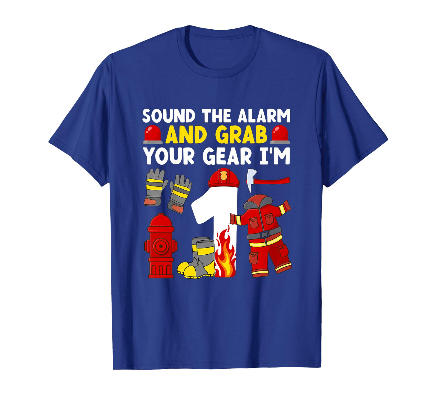 Kids 1st Firefighter Birthday Party 1 Year Old Boy Fireman T-Shirt