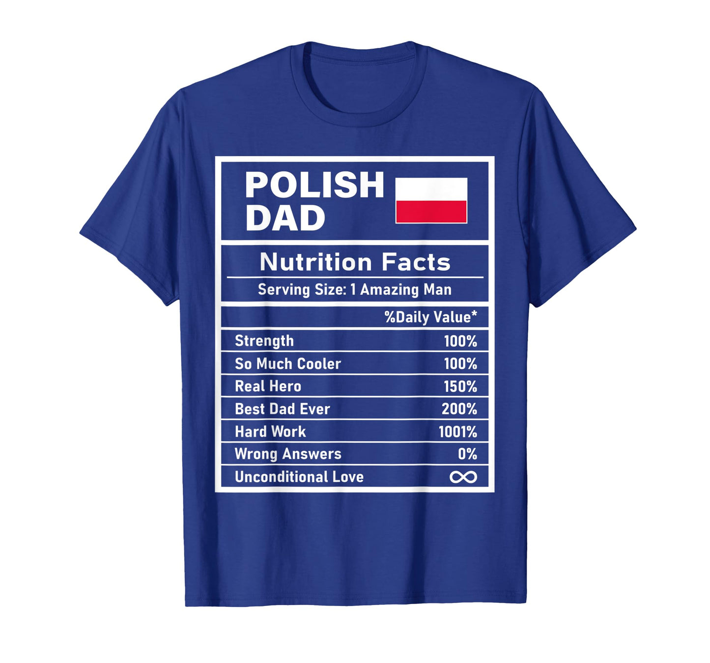 Mens Polish Dad Nutrition Facts Father's Day National Heritage T-Shirt
