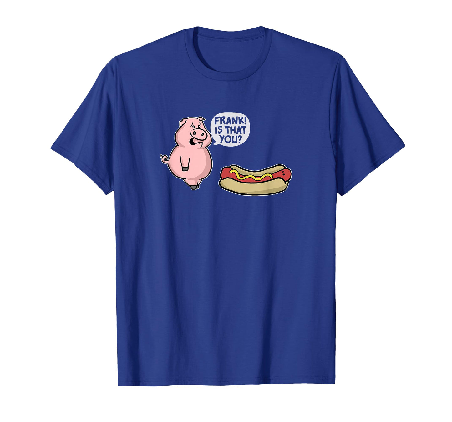 Trendy Apparel Unisex-Adults Casual Graphic T-Shirt Black Small Pig And Hot Dog Funny Cartoon T-Shirt