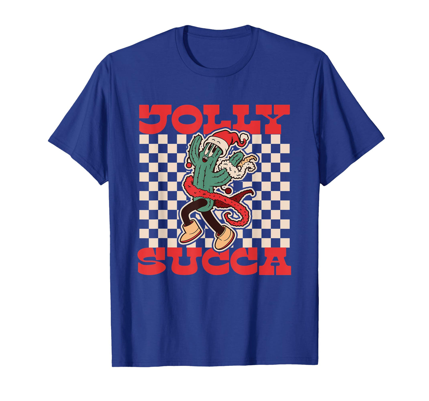 Jolly Succa | Succulent | Retro Cartoon Christmas Cactus T-Shirt
