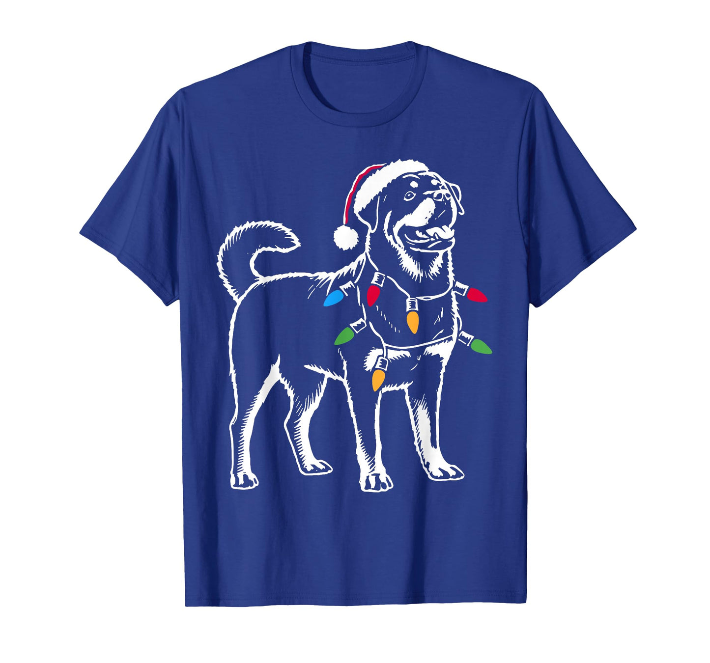 Rottie Rottweiler Christmas Lights Santa Hat Dog Lover Gifts T-Shirt