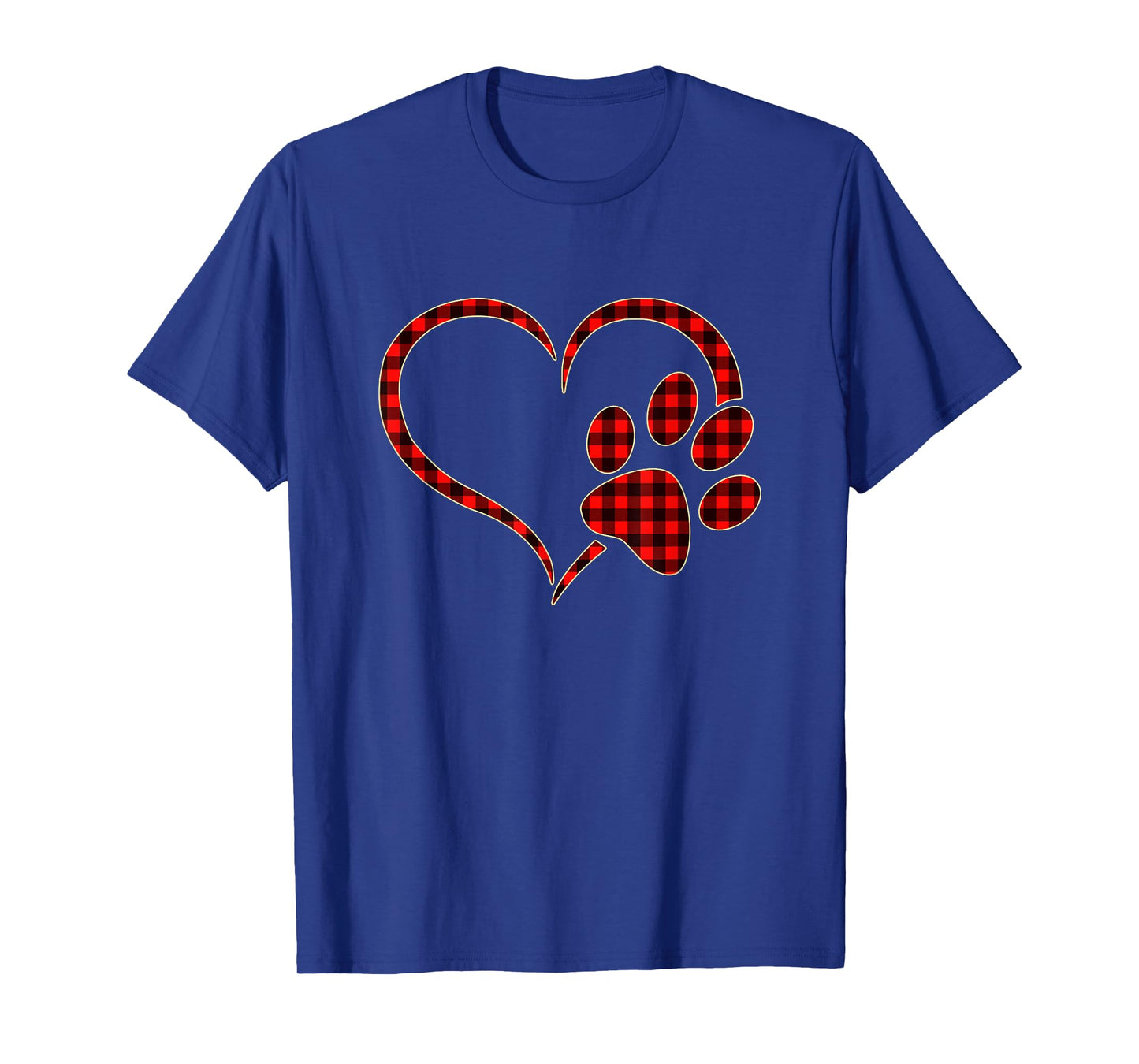 Red Plaid Dog Paw Print Heart Buffalo Matching Pajamas T-Shirt