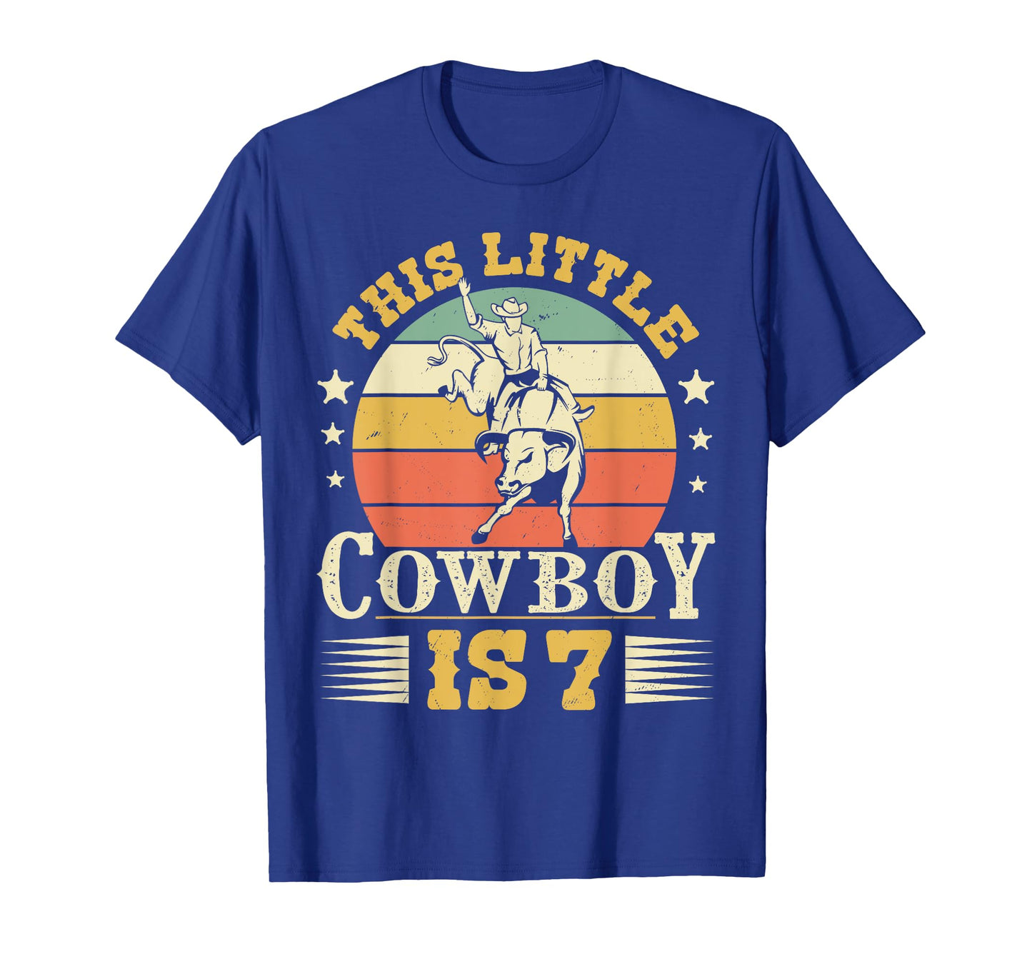 This Little Cowboy Is 7 Western Country Rodeo 7th Birthday T-Shirt