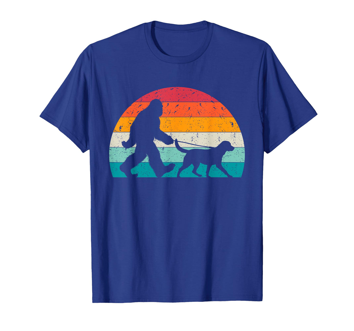 Bigfoot Walking a Dog Funny Labrador Retriever Lovers Dad Men Women Kids T-Shirt