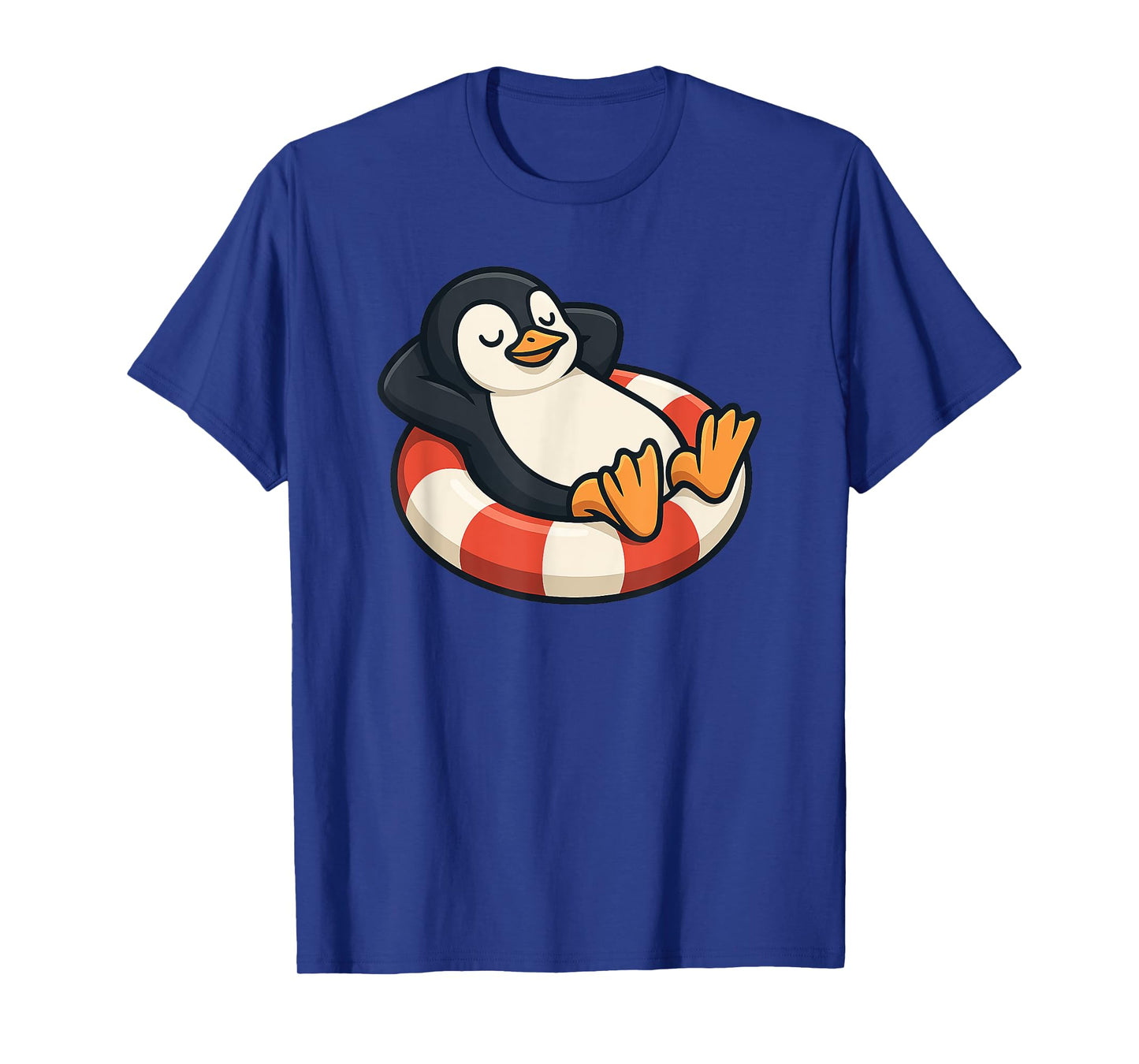 Cool Relaxed Penguin in Swimming Ring Costume T-Shirt