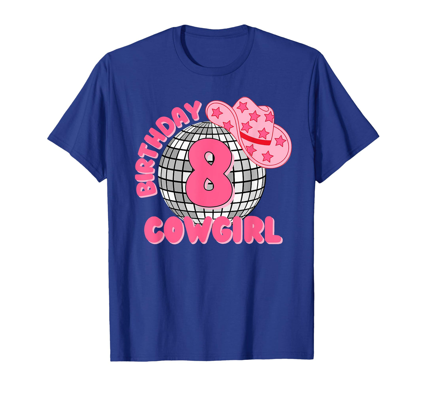 Happy 8th Birthday Girl Rodeo Disco Western Cowgirl Cowboy T-Shirt
