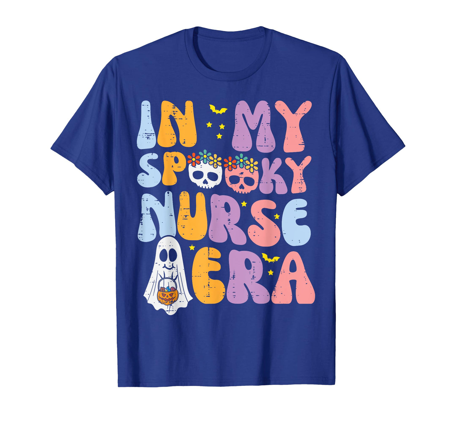 Halloween My Spooky Nurse Era Costume Groovy Scrub Top Women T-Shirt