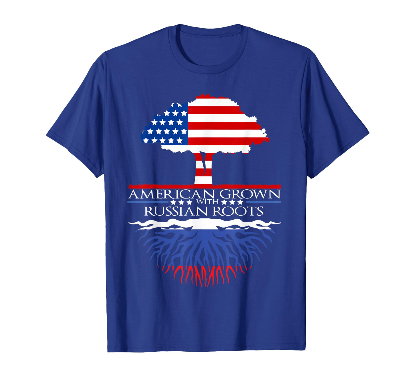 Russian Roots American Grown Tree Flag USA Russia Gift T-Shirt