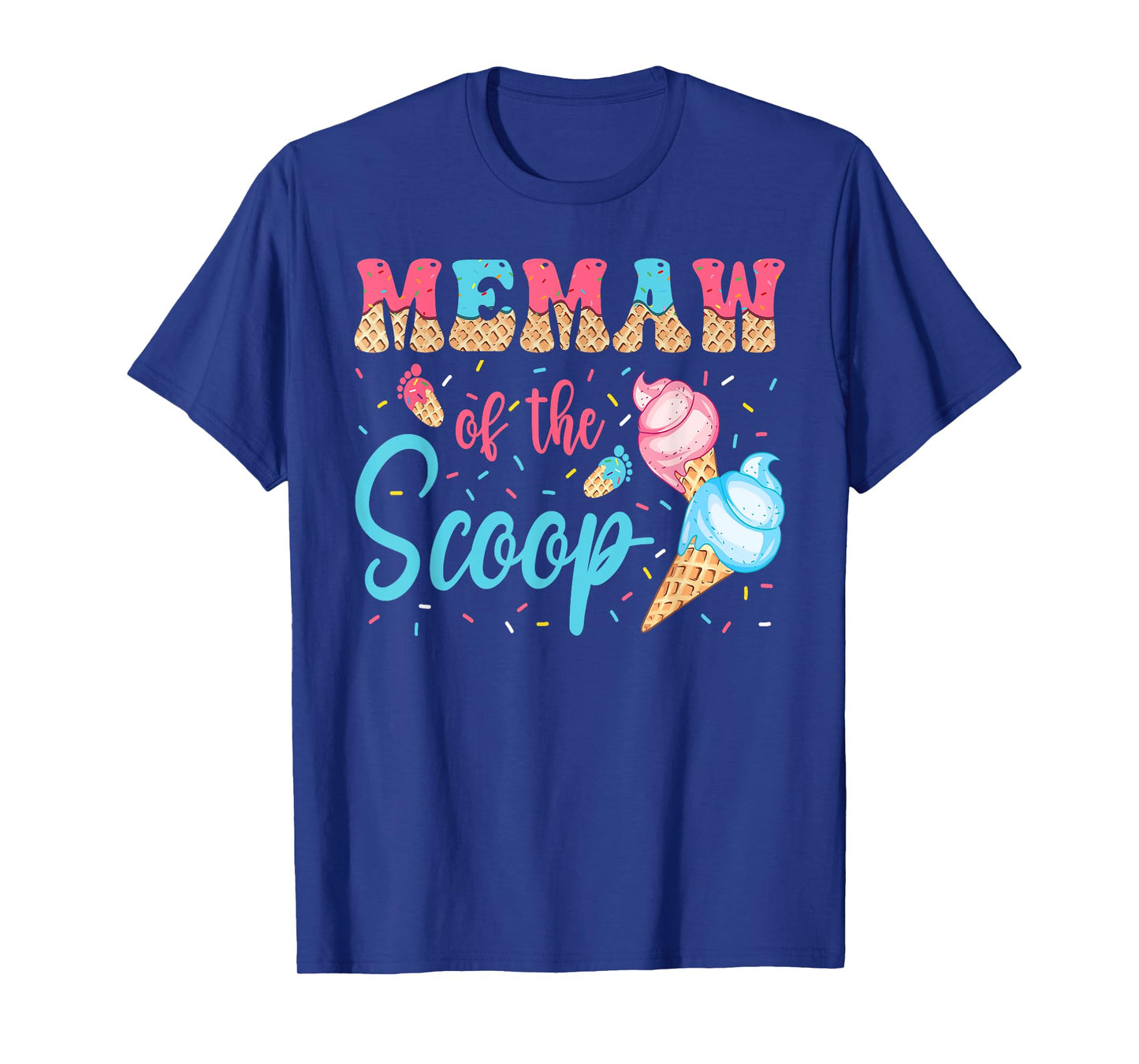 Memaw Of The Scoop Ice Cream Gender Reveal Baby Shower T-Shirt