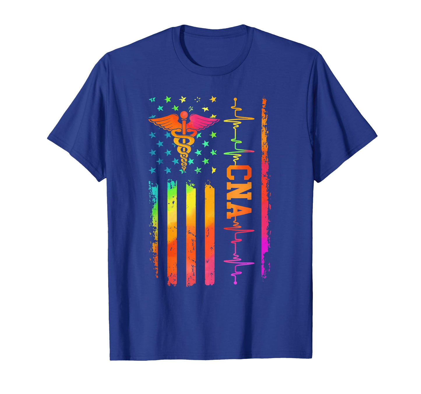 CNA Job Certified Nursing Assistant America Flag Tie Dye T-Shirt