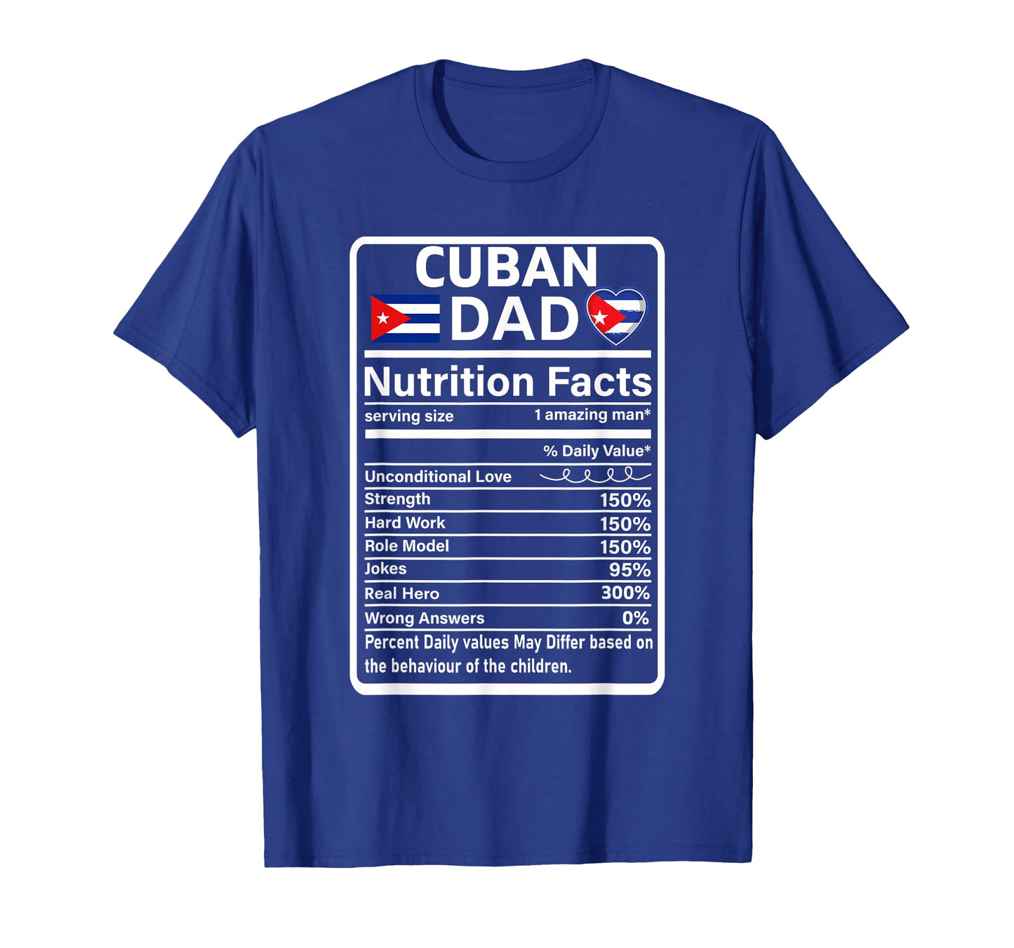 Cuban Dad Nutrition Facts For Men Mens Cuba Flag Pride Funny T-Shirt