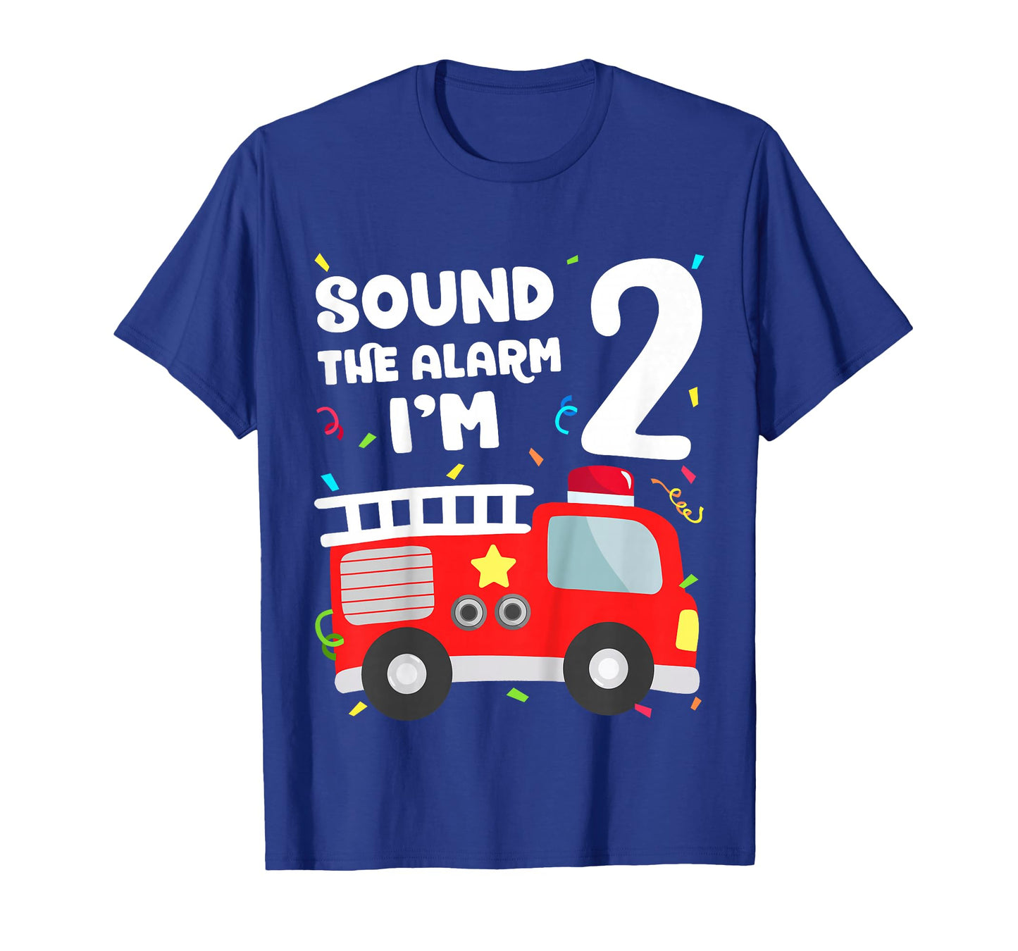 Kids Fire Truck 2nd Birthday Toddler Boy Firefighter 2 Year Old T-Shirt