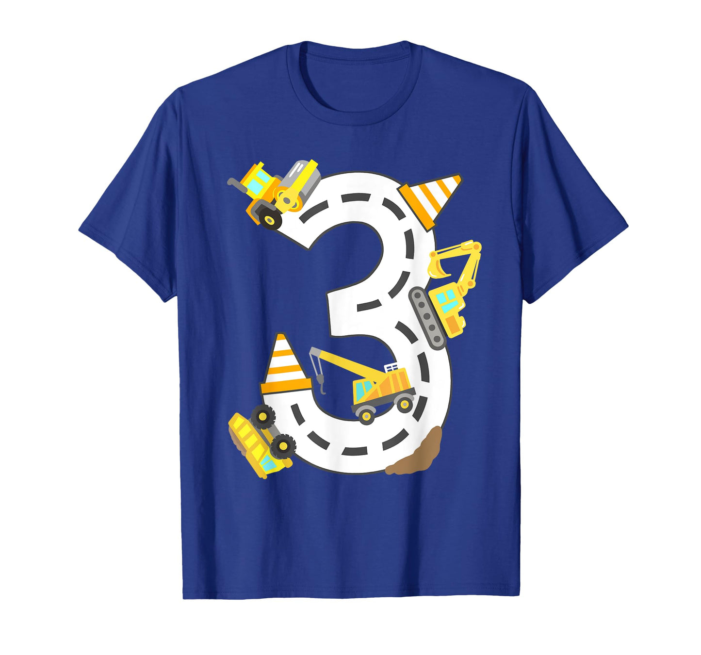 3rd Construction Birthday Party Excavator Boys 3 Years Old T-Shirt