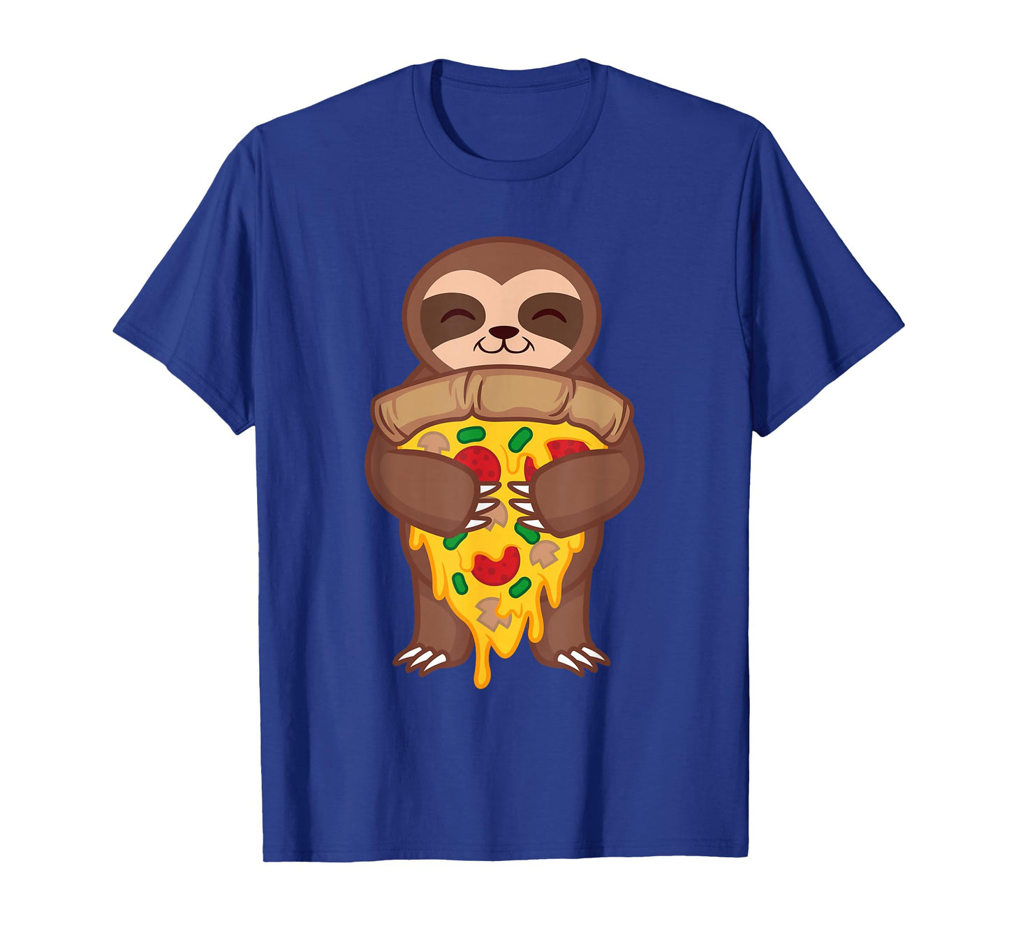 Sloth Holding Pepperoni Pizza Funny Foodie Animal Lover Gift T-Shirt