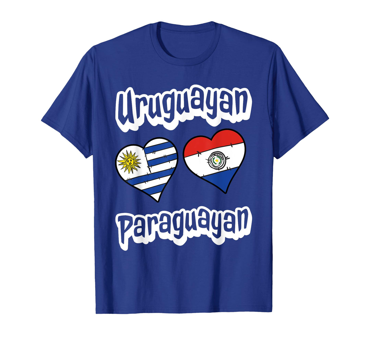 Uruguayan Paraguayan Flag Heart Combo Uruguay Paraguay T-Shirt