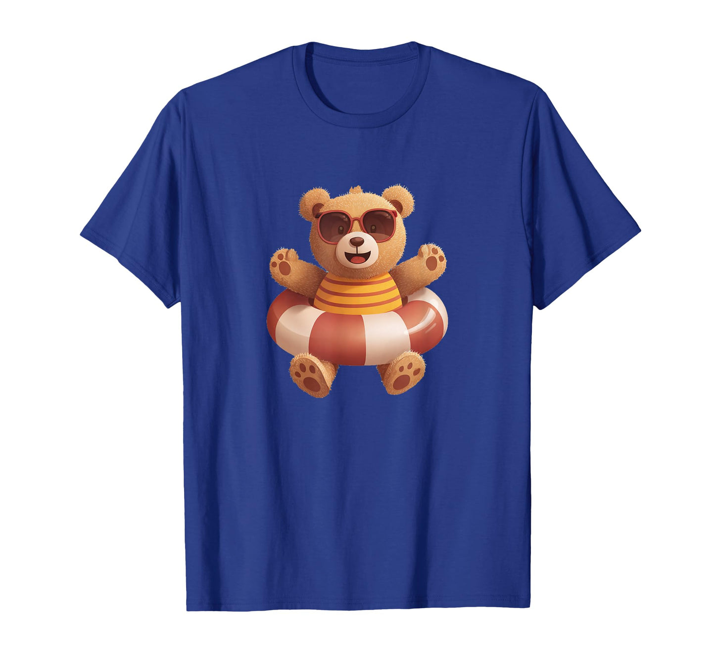 Happy Teddy Bear in Pool Ring T-Shirt