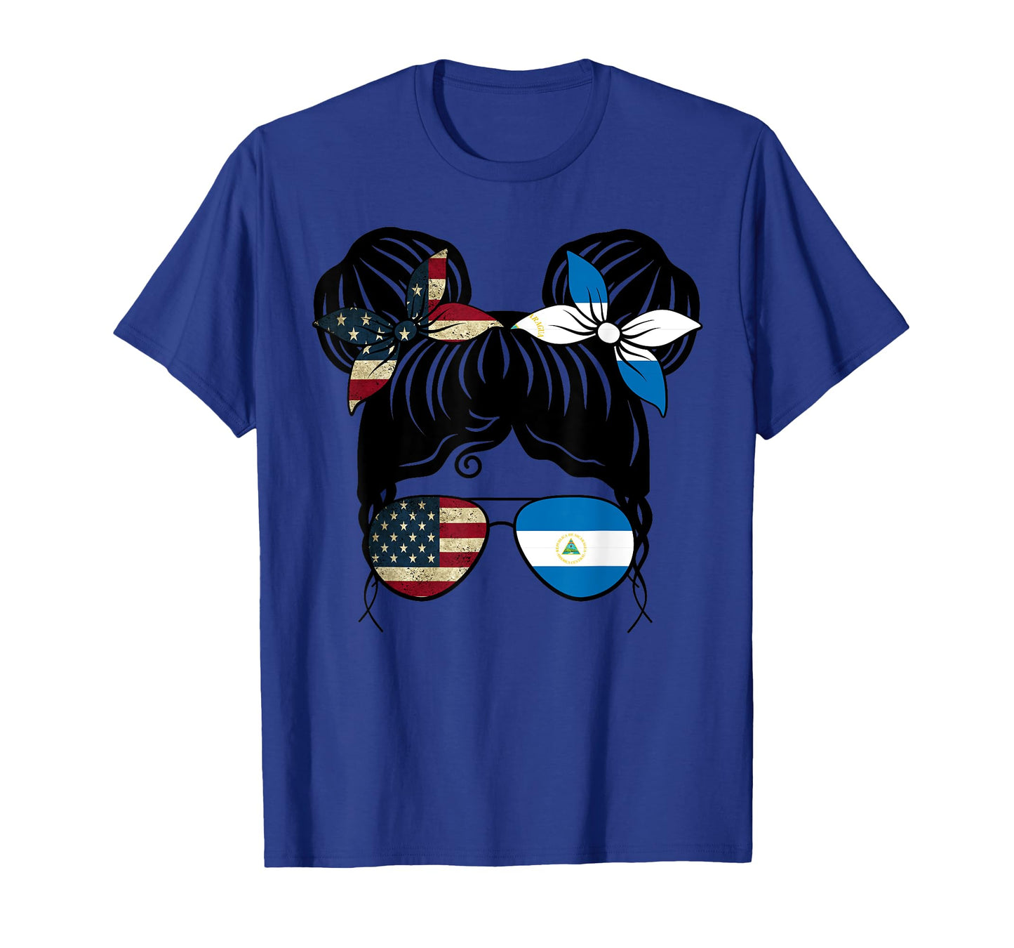 Half American Half Nicaraguan Girl USA Nicaragua Flag Kids T-Shirt