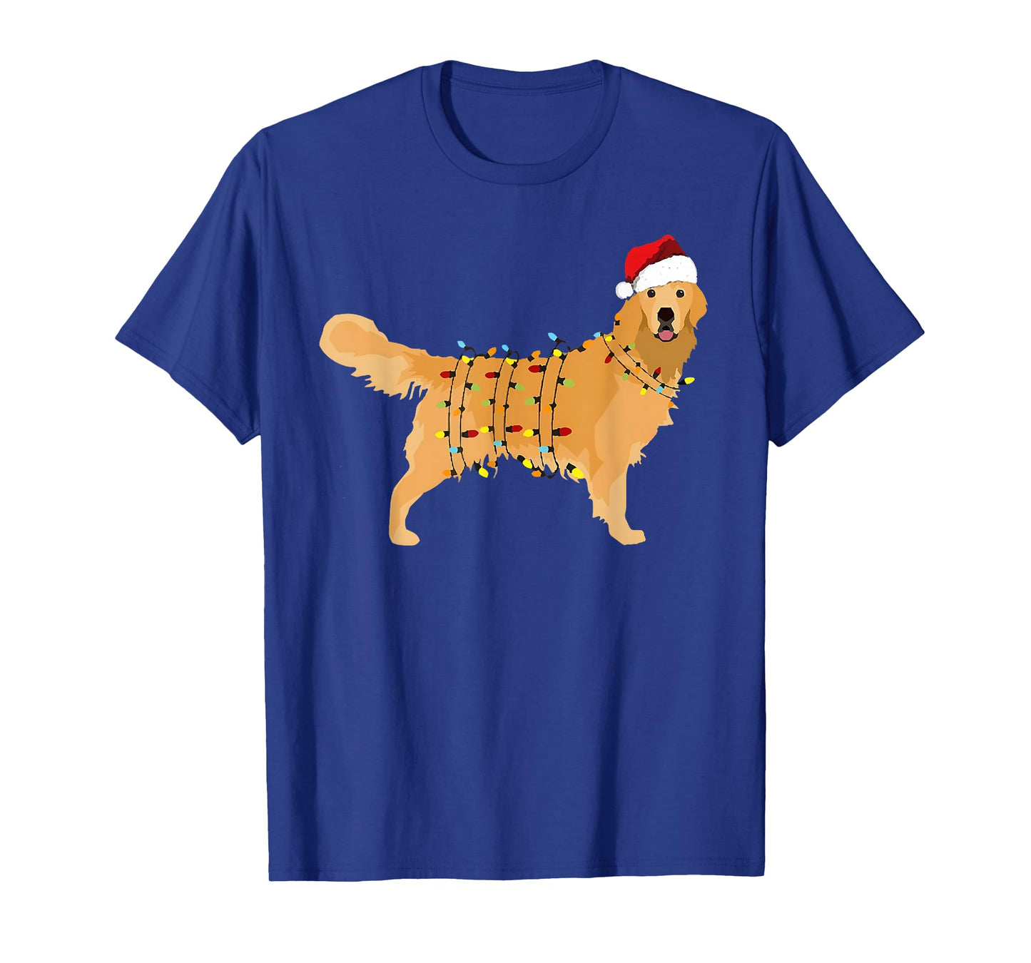 Dog Golden Retriever Santa Christmas Xmas Lights Pajamas Men Women Kids T-Shirt