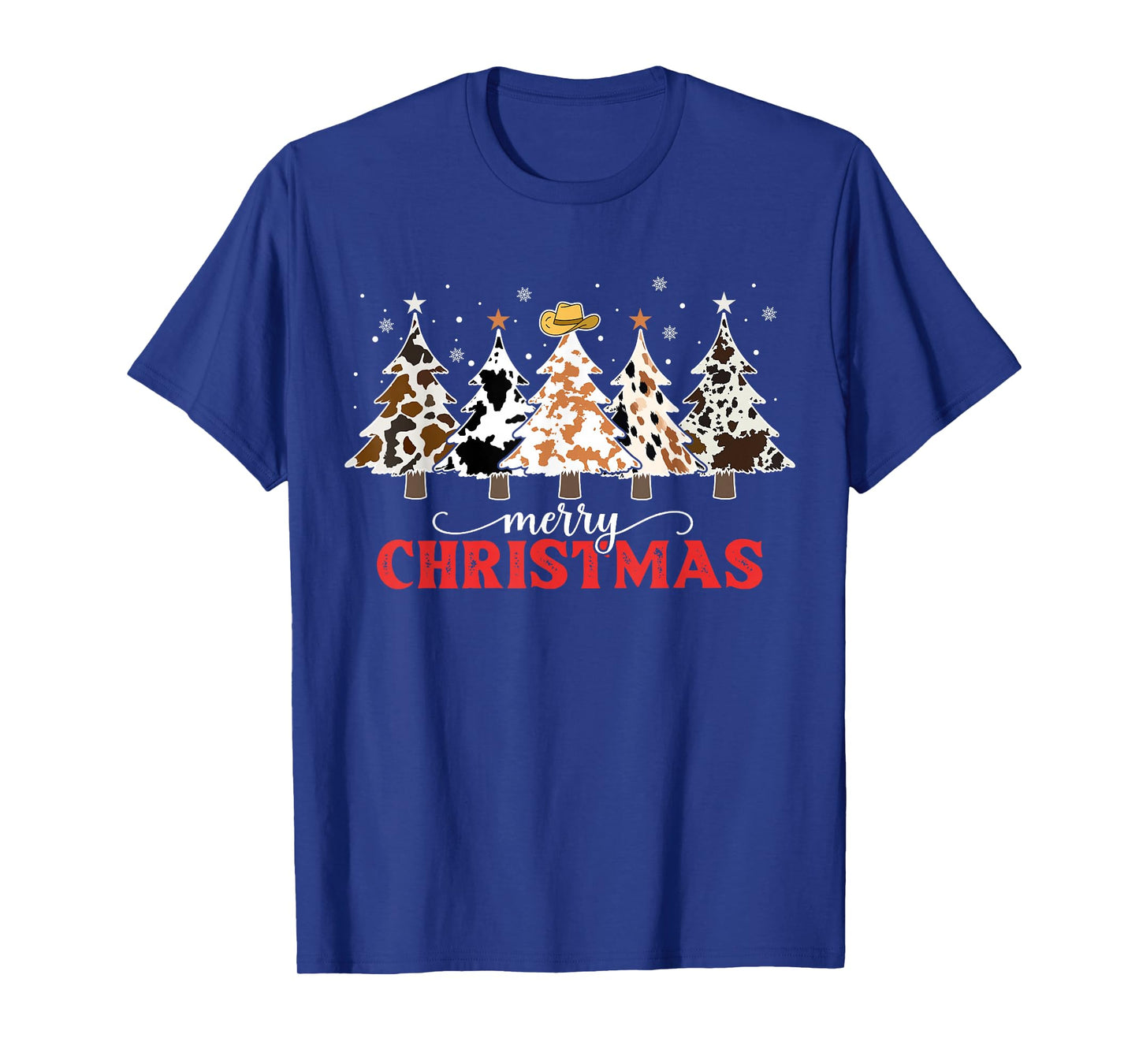 Country Christmas Tree Cowhide Xmas Cow Farm Cowboy Western T-Shirt