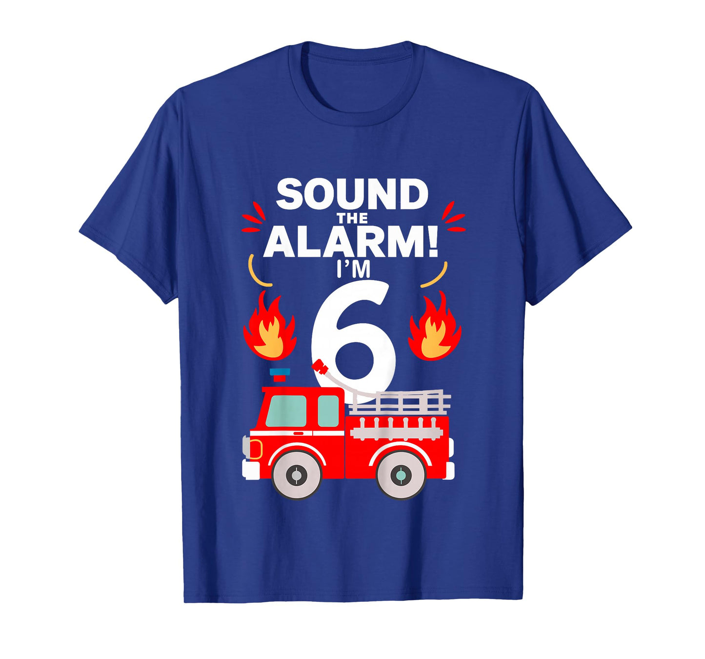 Kids 6th Birthday Fire Truck 6 Year Old Birthday Boy Firefighter T-Shirt