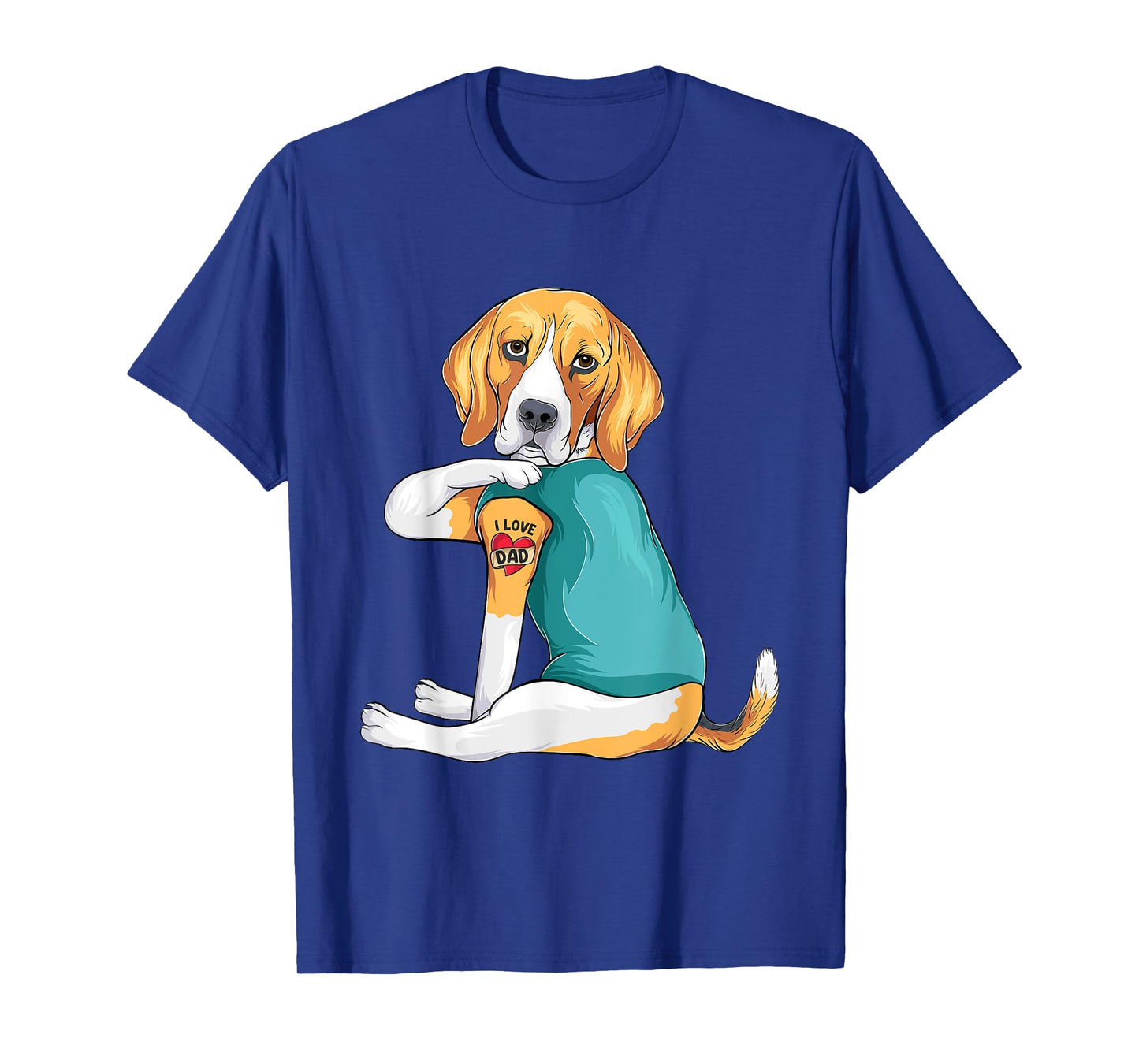 Father's Day gift funny dog Dad Beagle i love Dad tattoo T-Shirt