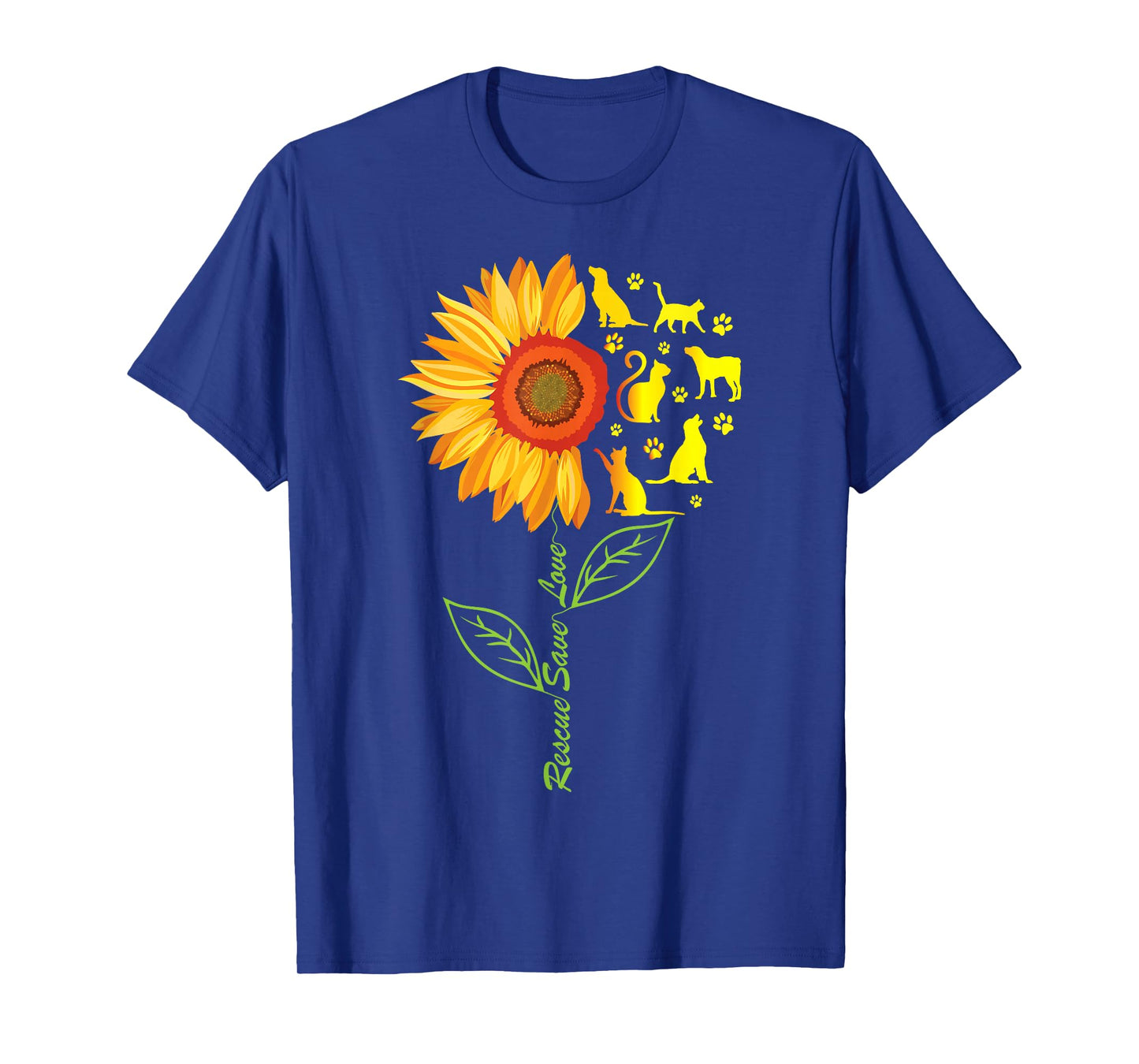 RESCUE SAVE LOVE PET Animal Shelter Sunflower Gift T Shirt