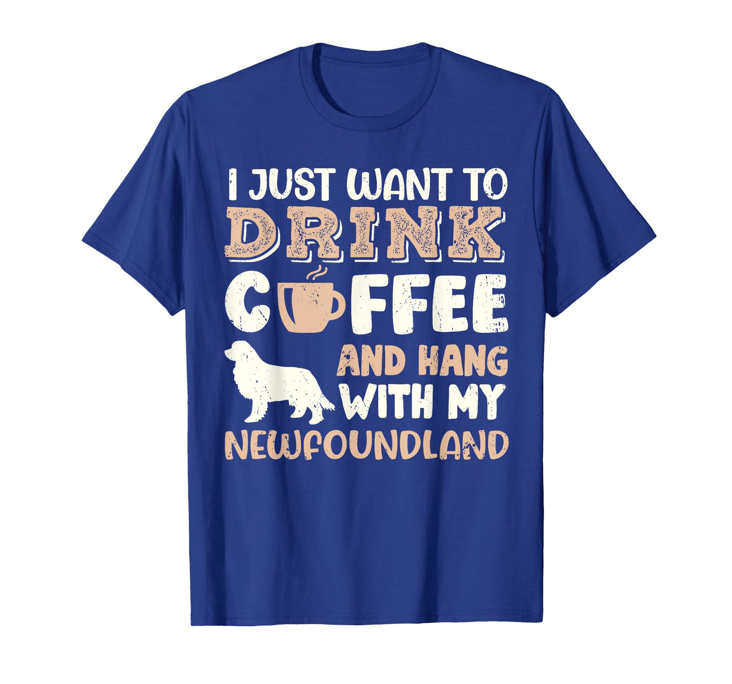 Funny Newfoundland Drink Coffee Hand With Dog Mom Gift Men Women Girls Kids T-Shirt