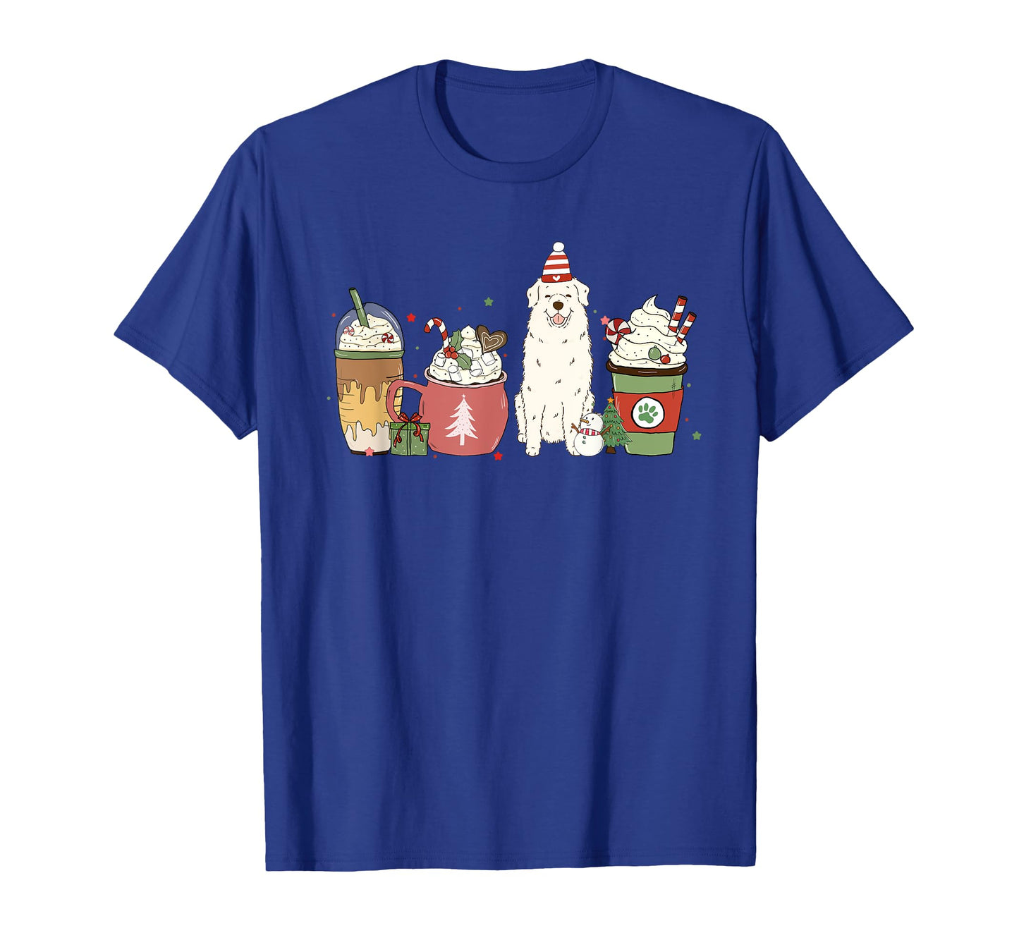 Great Pyrenees Coffee Latte Winter Christmas Dog Mom Holiday T-Shirt