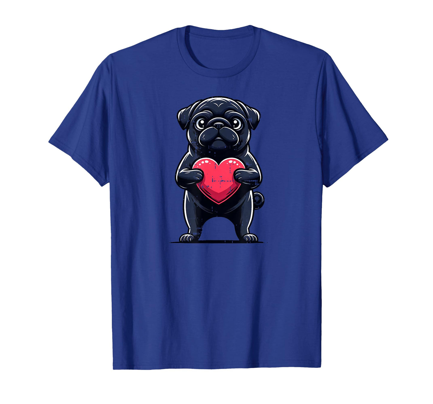 Valentines Day Black Pug Heart Funny Dog Mom Dad T-Shirt for Men Women Girls Kids